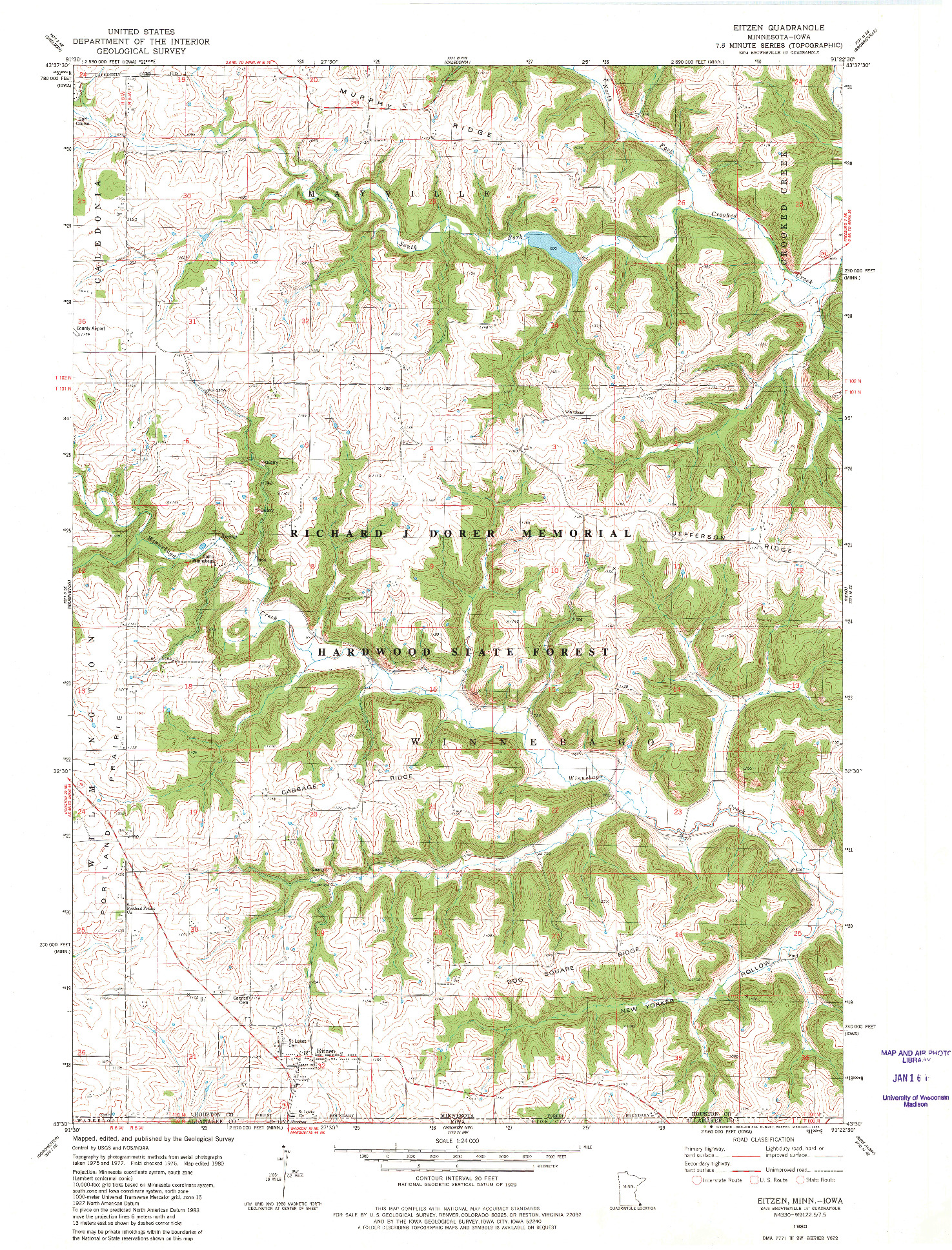 USGS 1:24000-SCALE QUADRANGLE FOR EITZEN, MN 1980