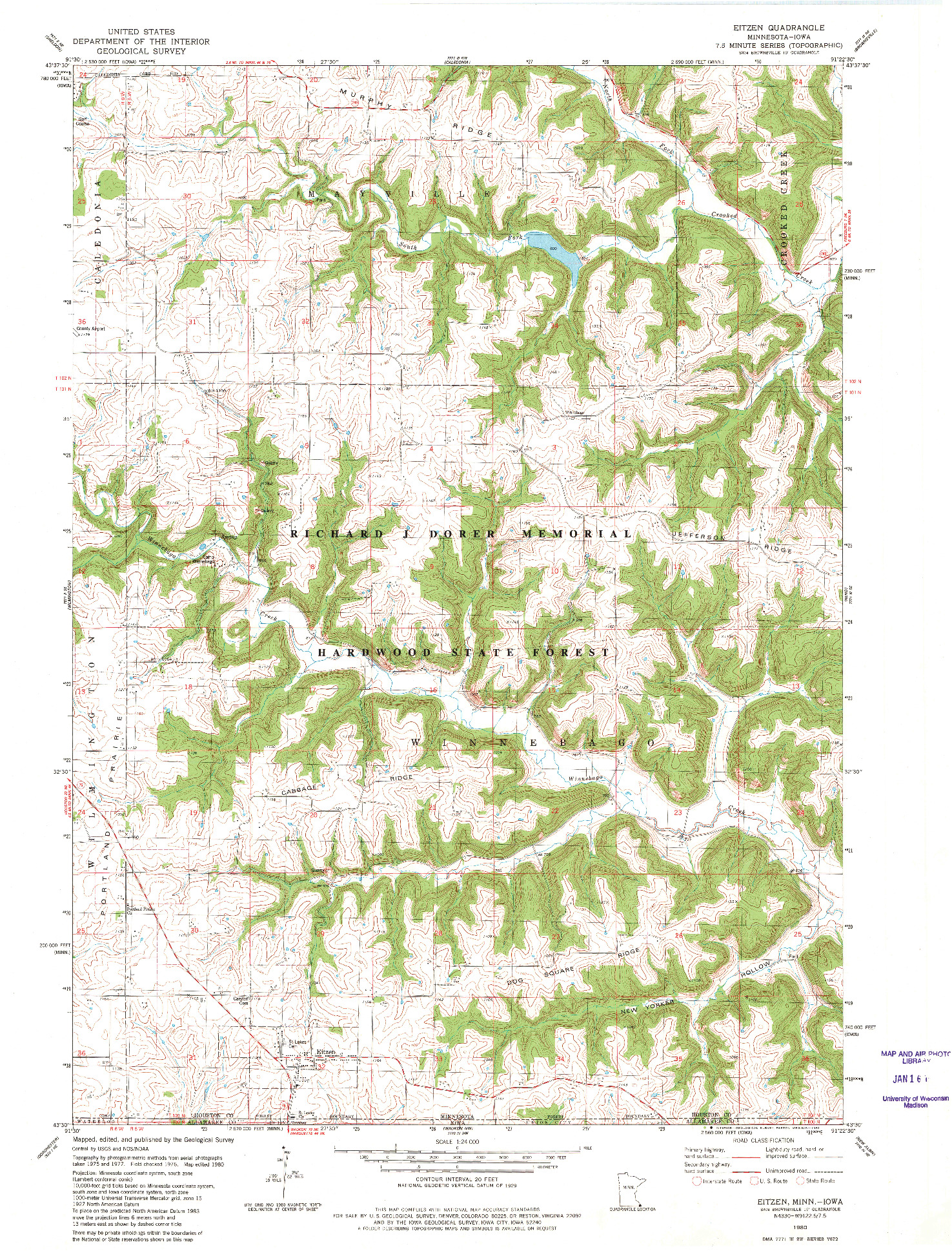 USGS 1:24000-SCALE QUADRANGLE FOR EITZEN, MN 1980