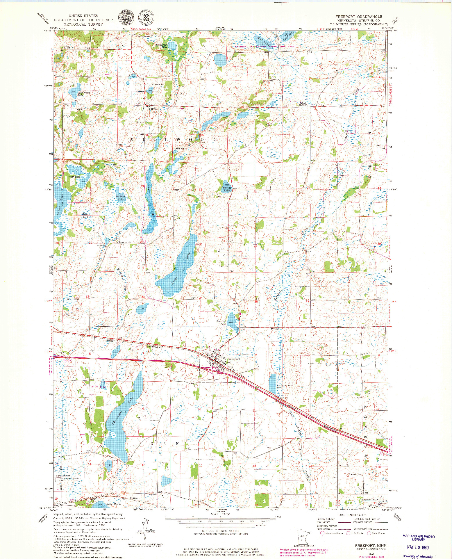 USGS 1:24000-SCALE QUADRANGLE FOR FREEPORT, MN 1965