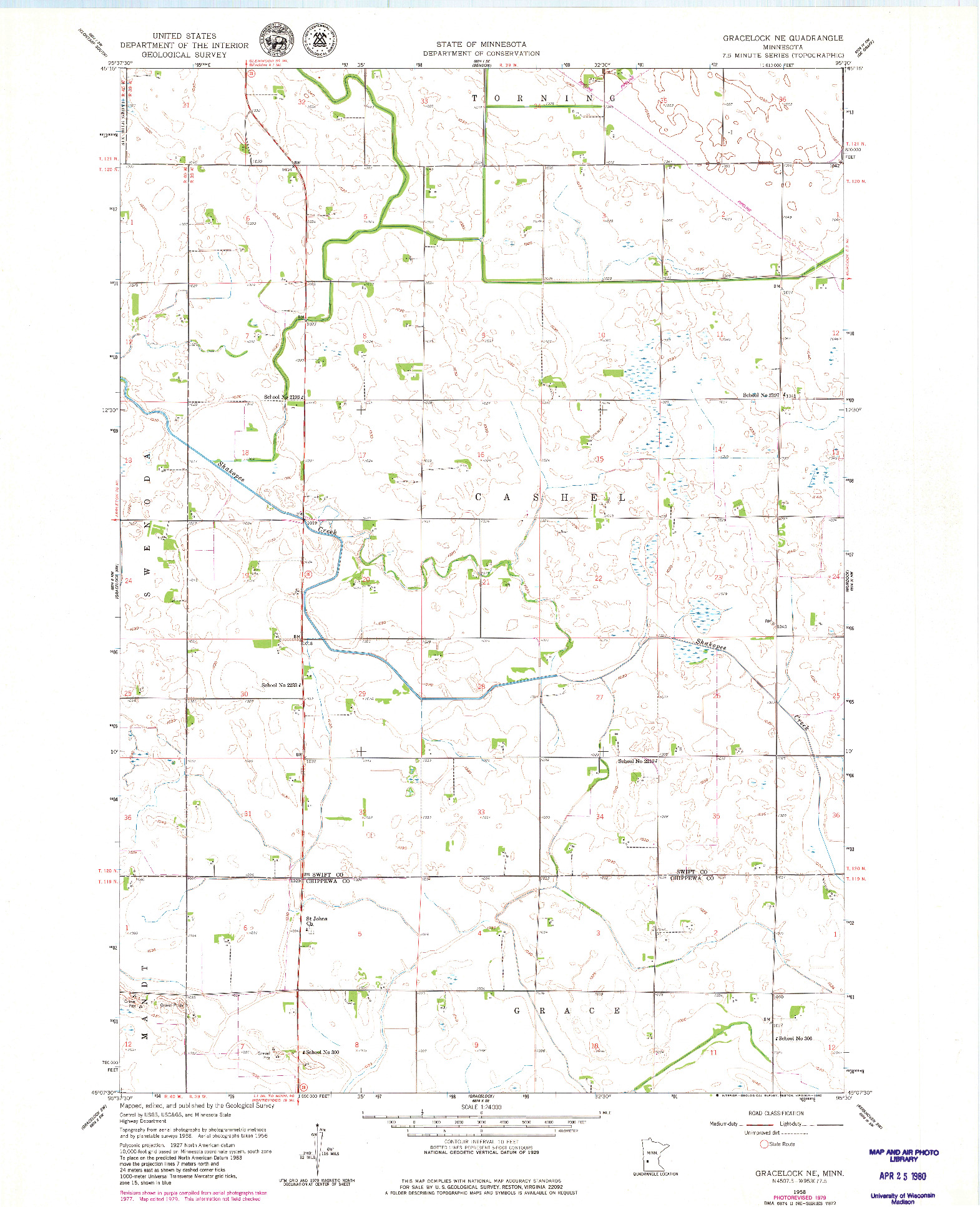 USGS 1:24000-SCALE QUADRANGLE FOR GRACELOCK NE, MN 1958