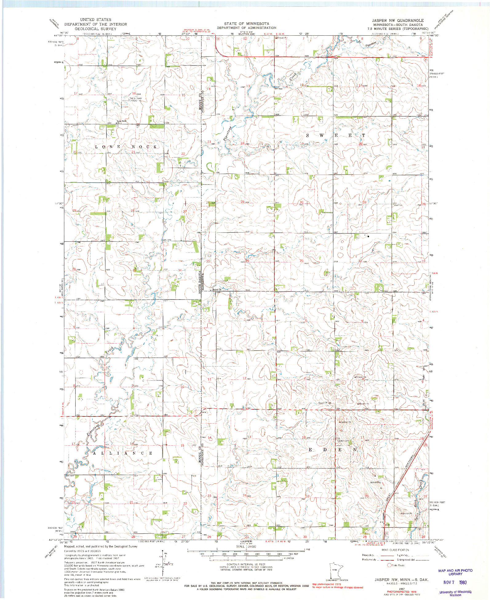 USGS 1:24000-SCALE QUADRANGLE FOR JASPER NW, MN 1967