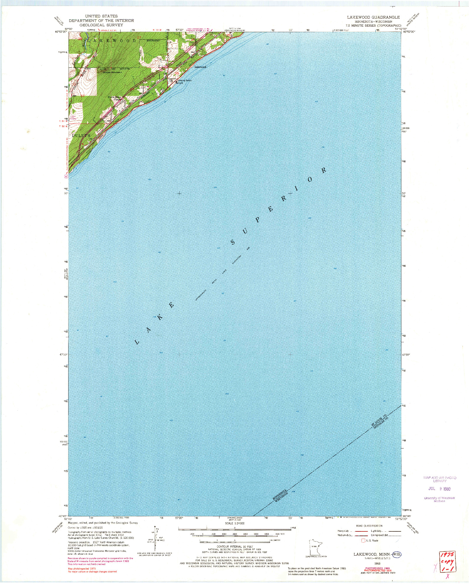 USGS 1:24000-SCALE QUADRANGLE FOR LAKEWOOD, MN 1953