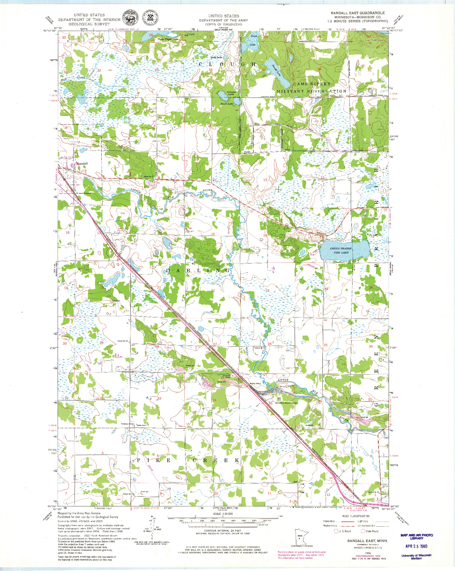 USGS 1:24000-SCALE QUADRANGLE FOR RANDALL EAST, MN 1956