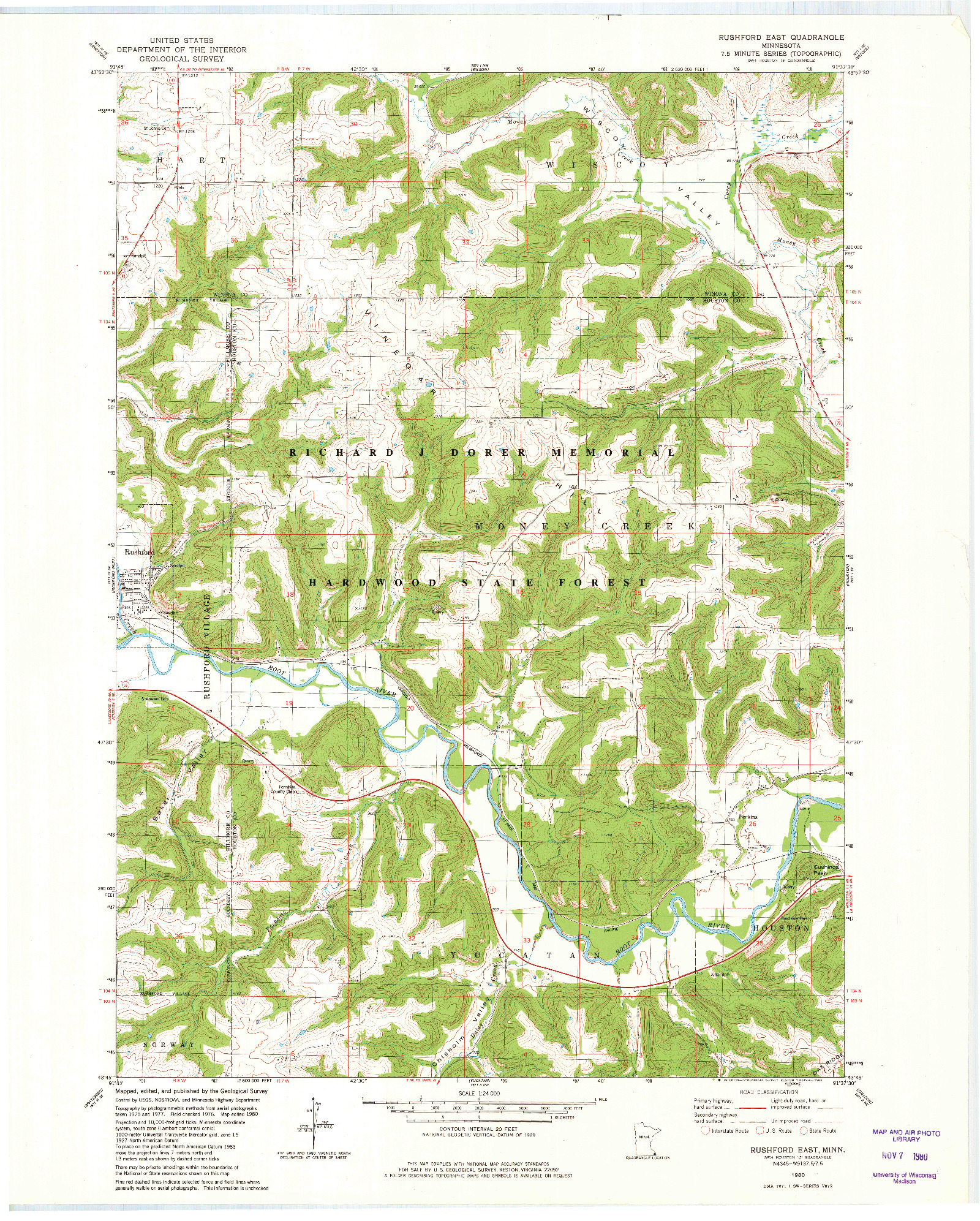 USGS 1:24000-SCALE QUADRANGLE FOR RUSHFORD EAST, MN 1980