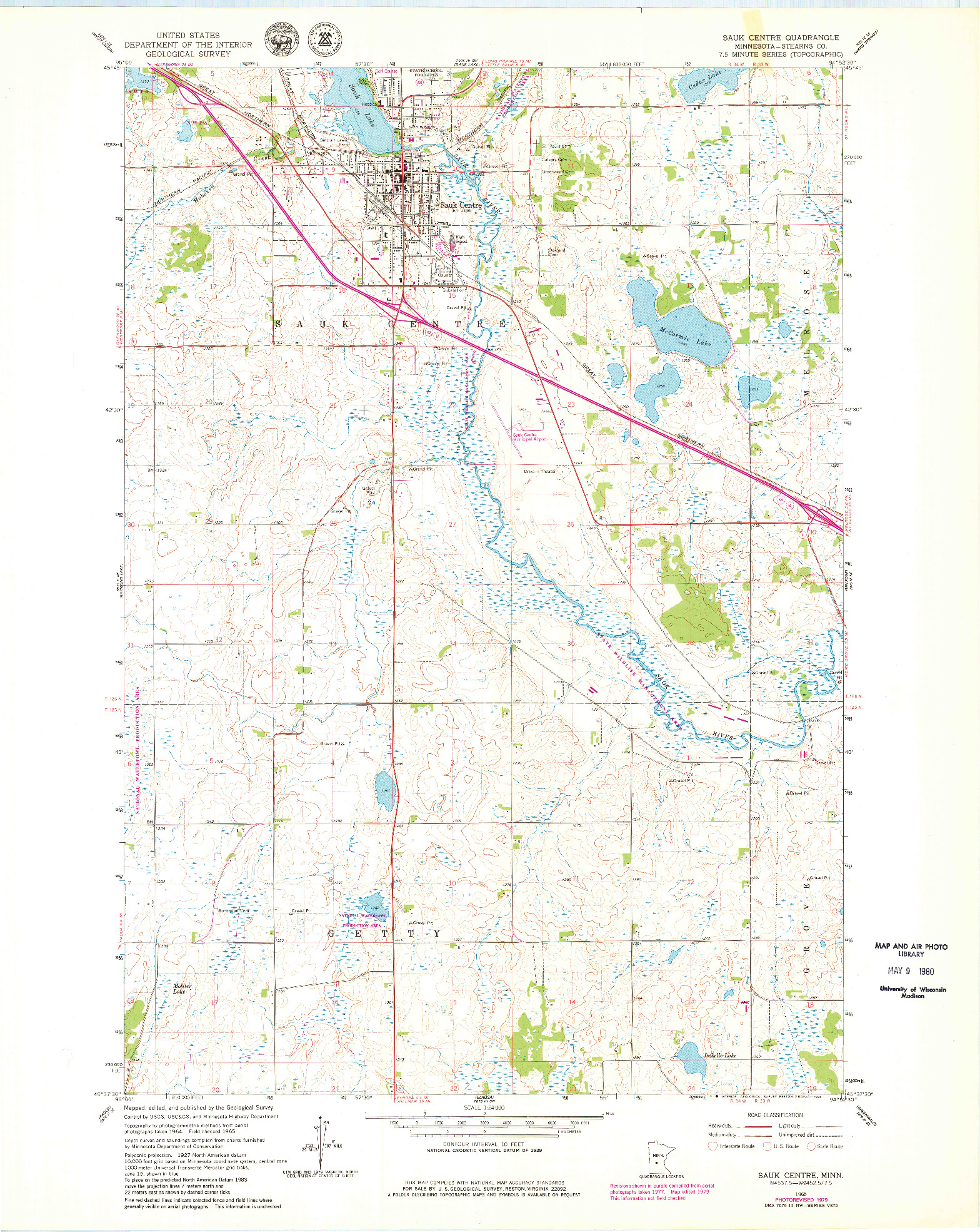 USGS 1:24000-SCALE QUADRANGLE FOR SAUK CENTRE, MN 1965