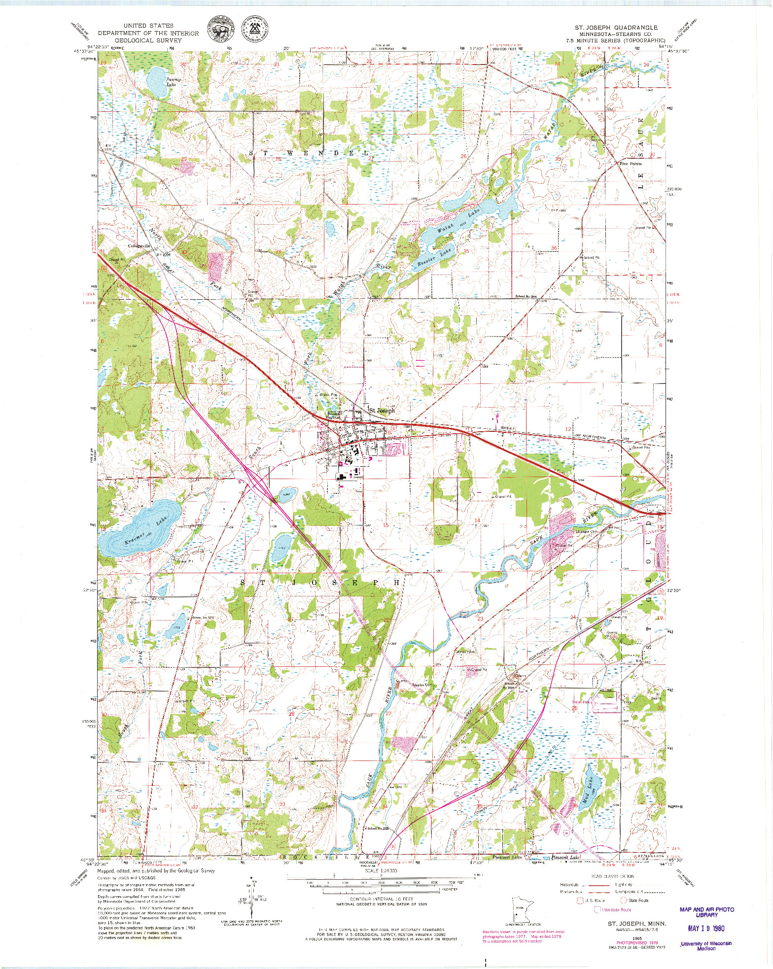 USGS 1:24000-SCALE QUADRANGLE FOR ST. JOSEPH, MN 1965