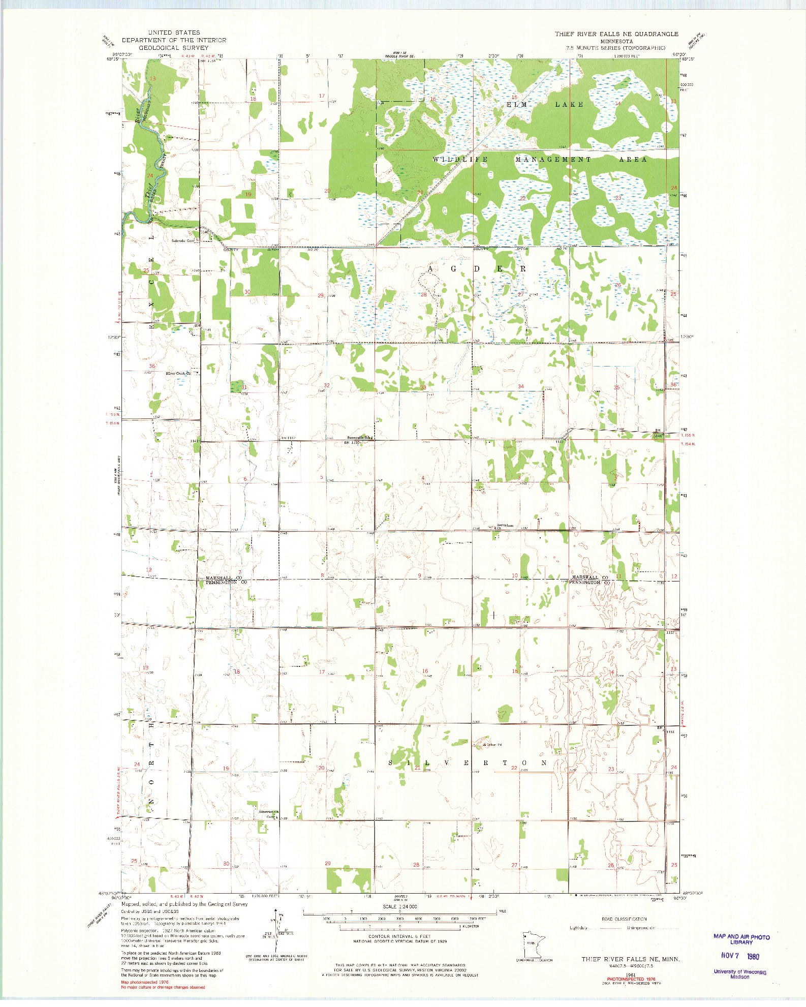 USGS 1:24000-SCALE QUADRANGLE FOR THIEF RIVER FALLS NE, MN 1961