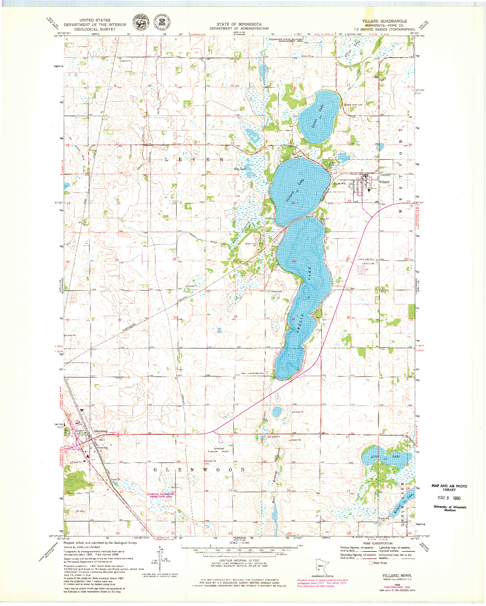 USGS 1:24000-SCALE QUADRANGLE FOR VILLARD, MN 1968