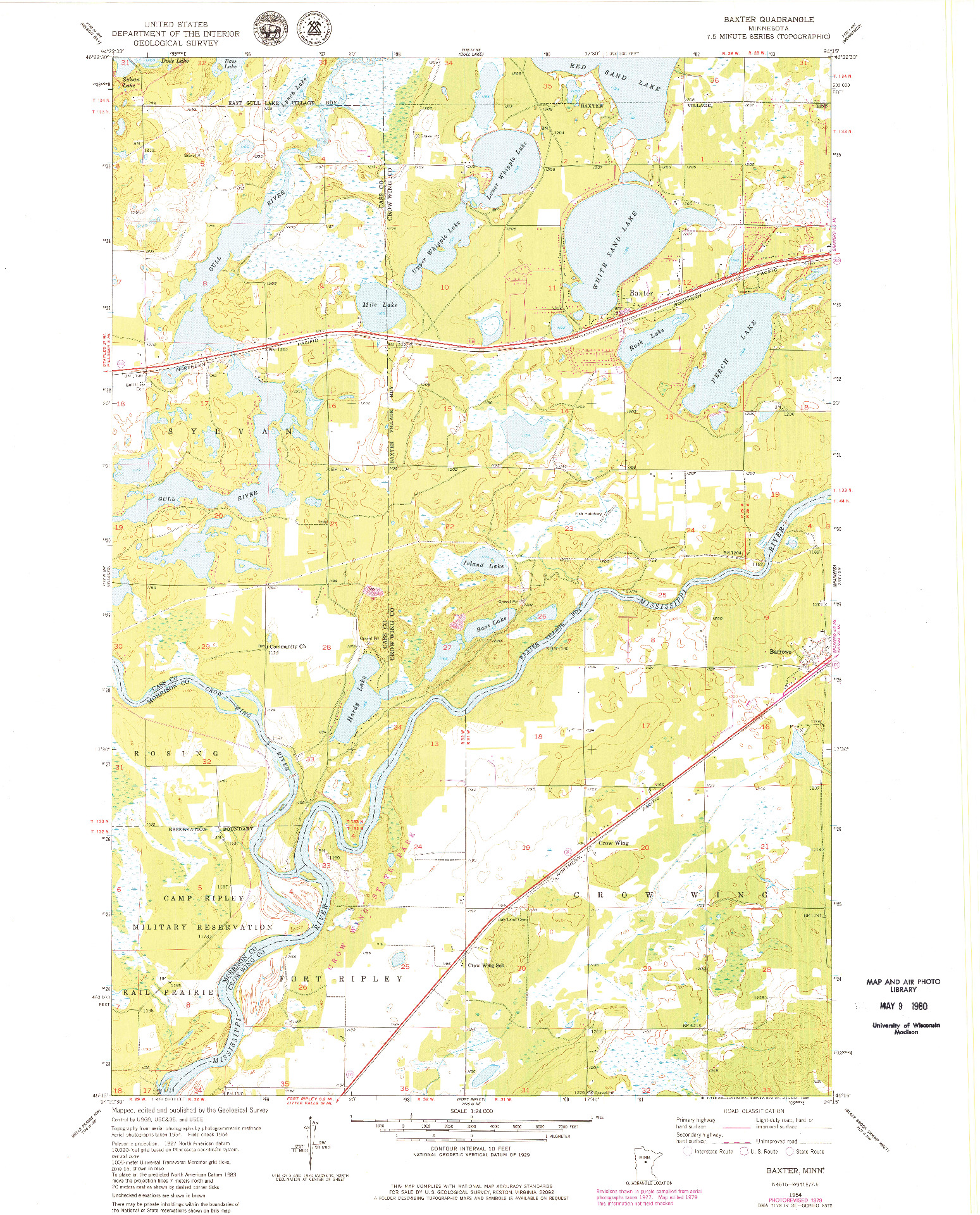 USGS 1:24000-SCALE QUADRANGLE FOR BAXTER, MN 1954