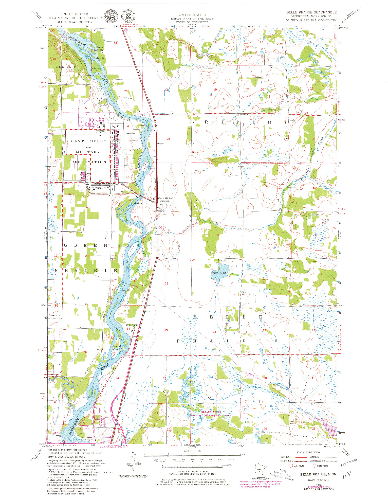 USGS 1:24000-SCALE QUADRANGLE FOR BELLE PRAIRIE, MN 1956