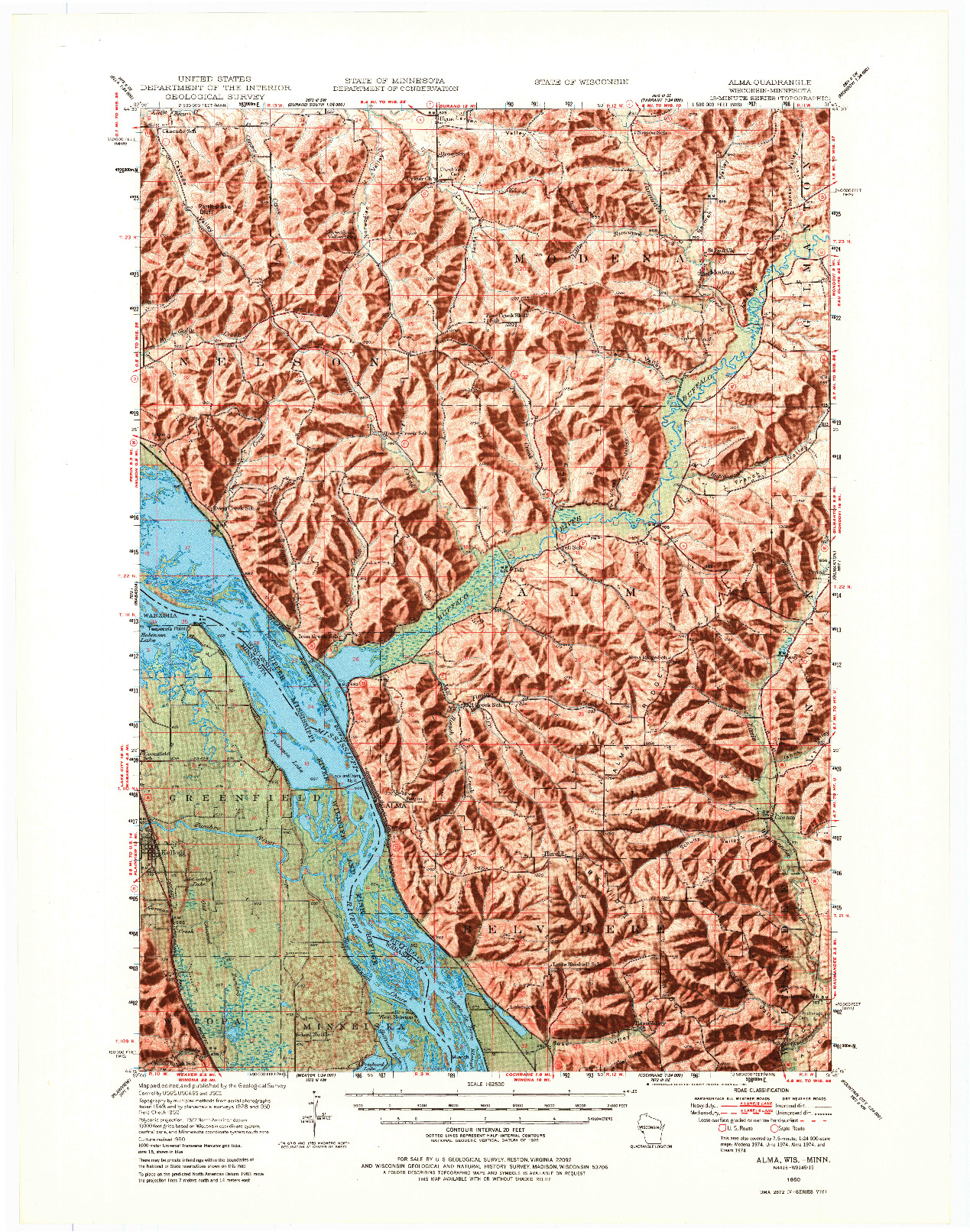 USGS 1:62500-SCALE QUADRANGLE FOR ALMA, WI 1950