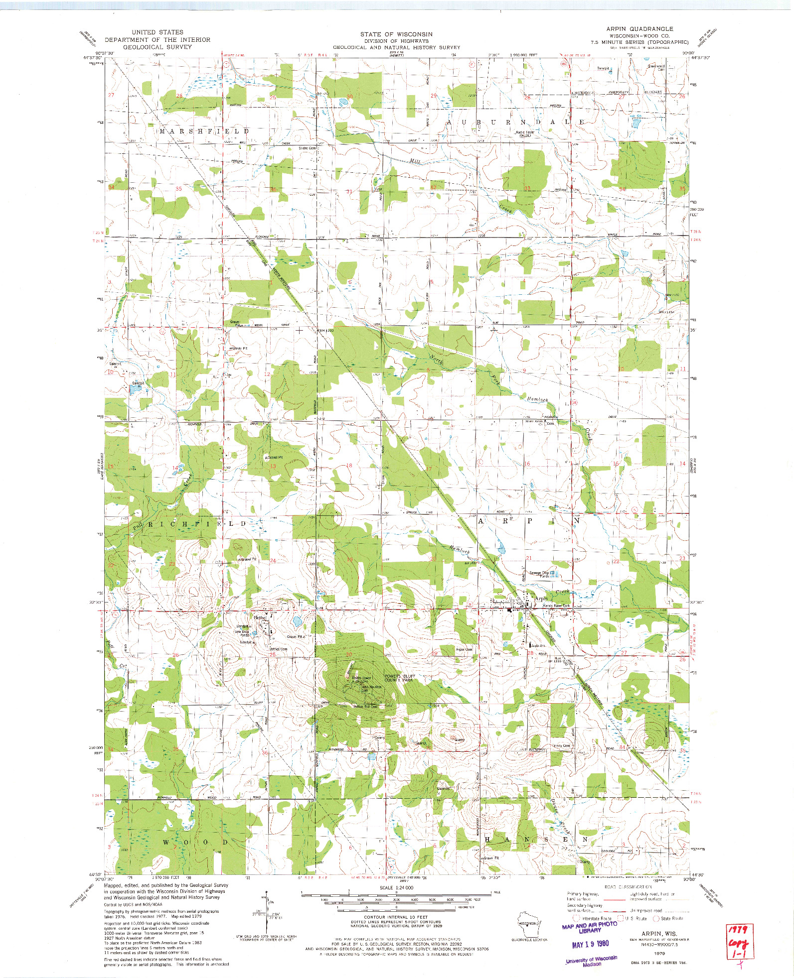 USGS 1:24000-SCALE QUADRANGLE FOR ARPIN, WI 1979