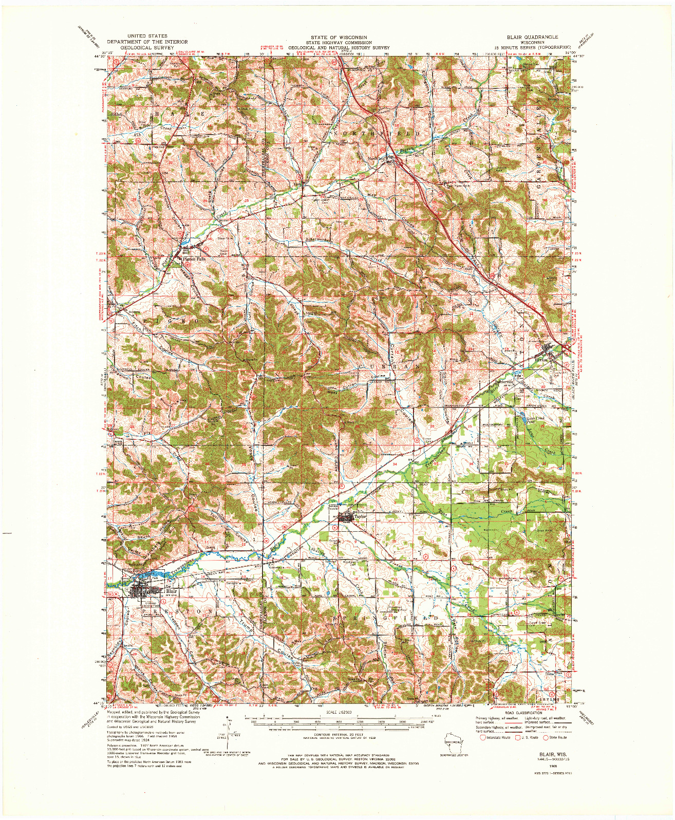 USGS 1:62500-SCALE QUADRANGLE FOR BLAIR, WI 1968