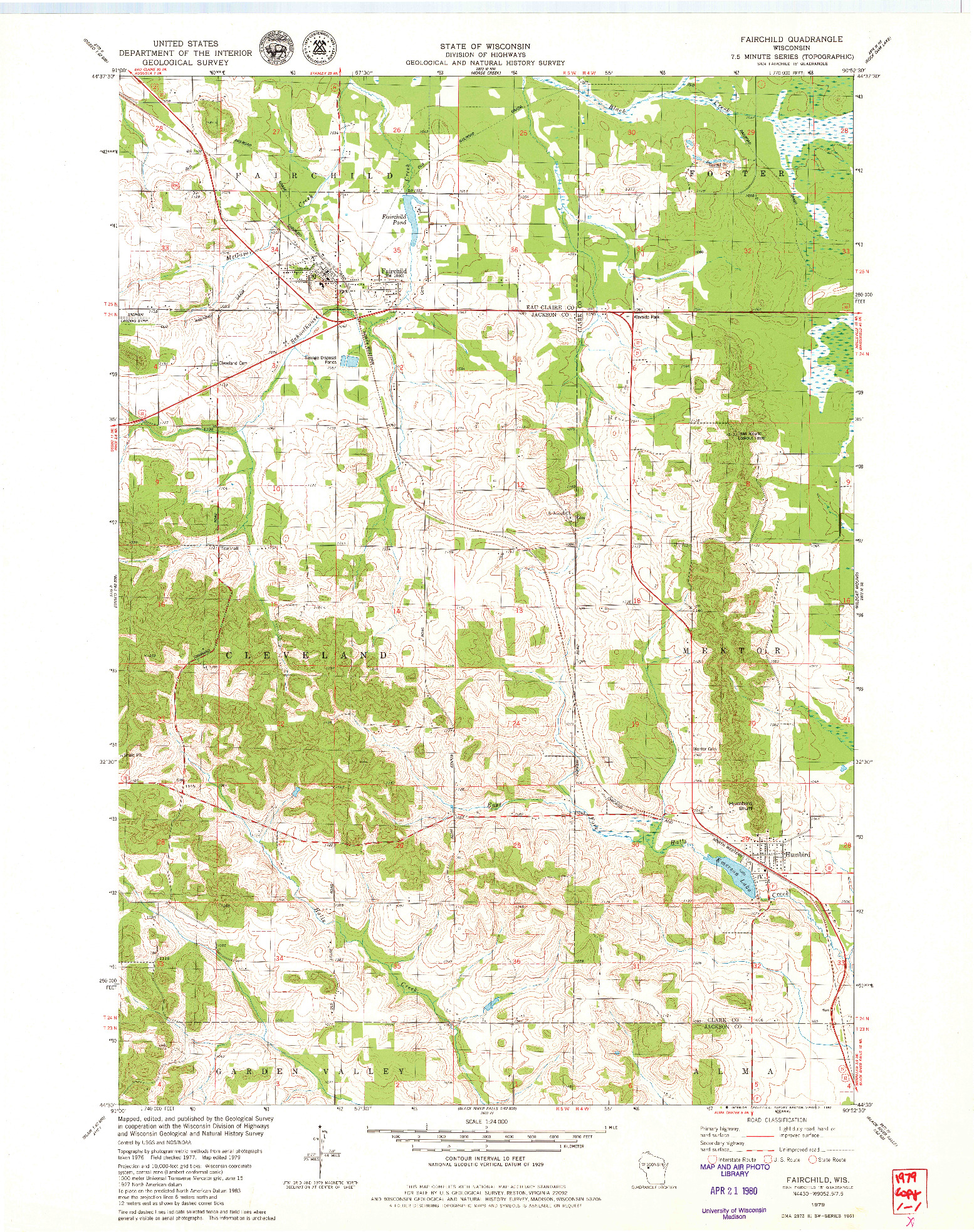 USGS 1:24000-SCALE QUADRANGLE FOR FAIRCHILD, WI 1979