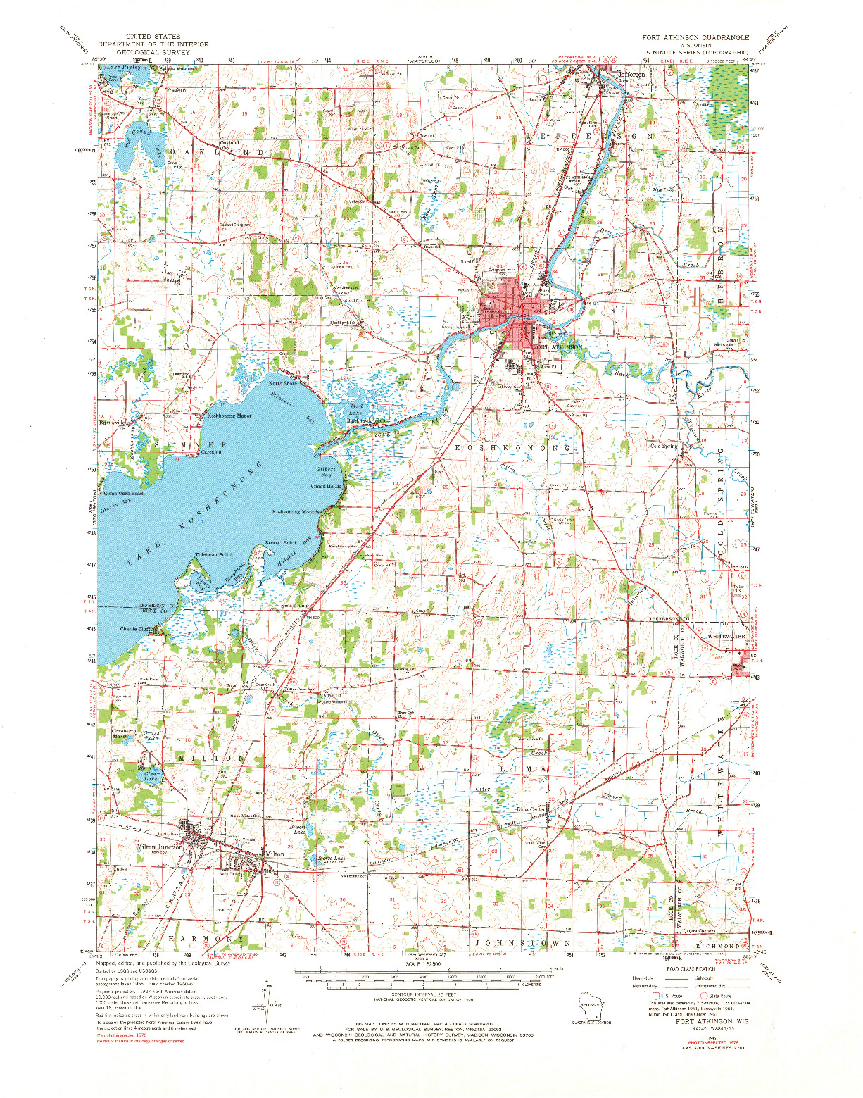 USGS 1:62500-SCALE QUADRANGLE FOR FORT ATKINSON, WI 1961