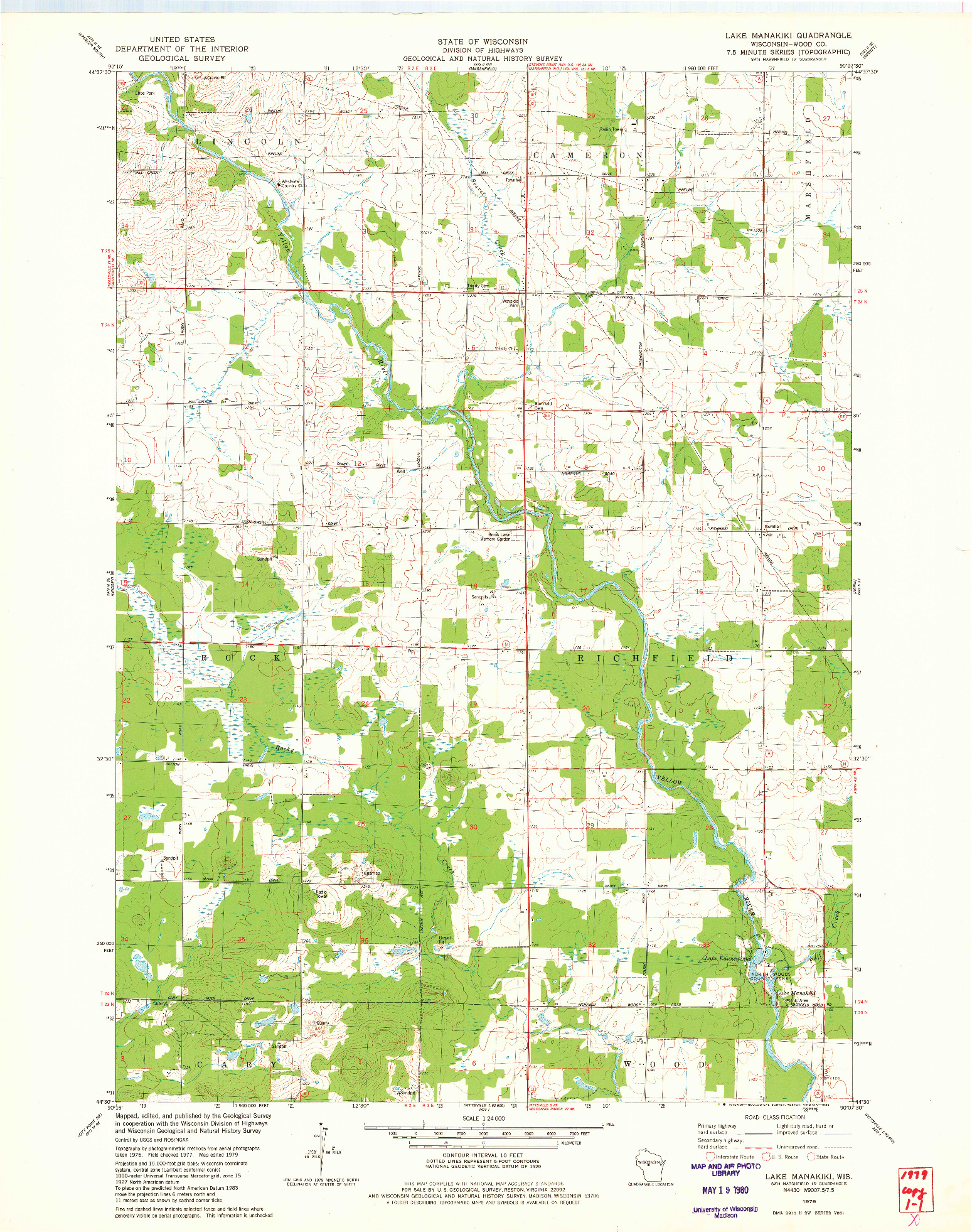 USGS 1:24000-SCALE QUADRANGLE FOR LAKE MANAKIKI, WI 1979