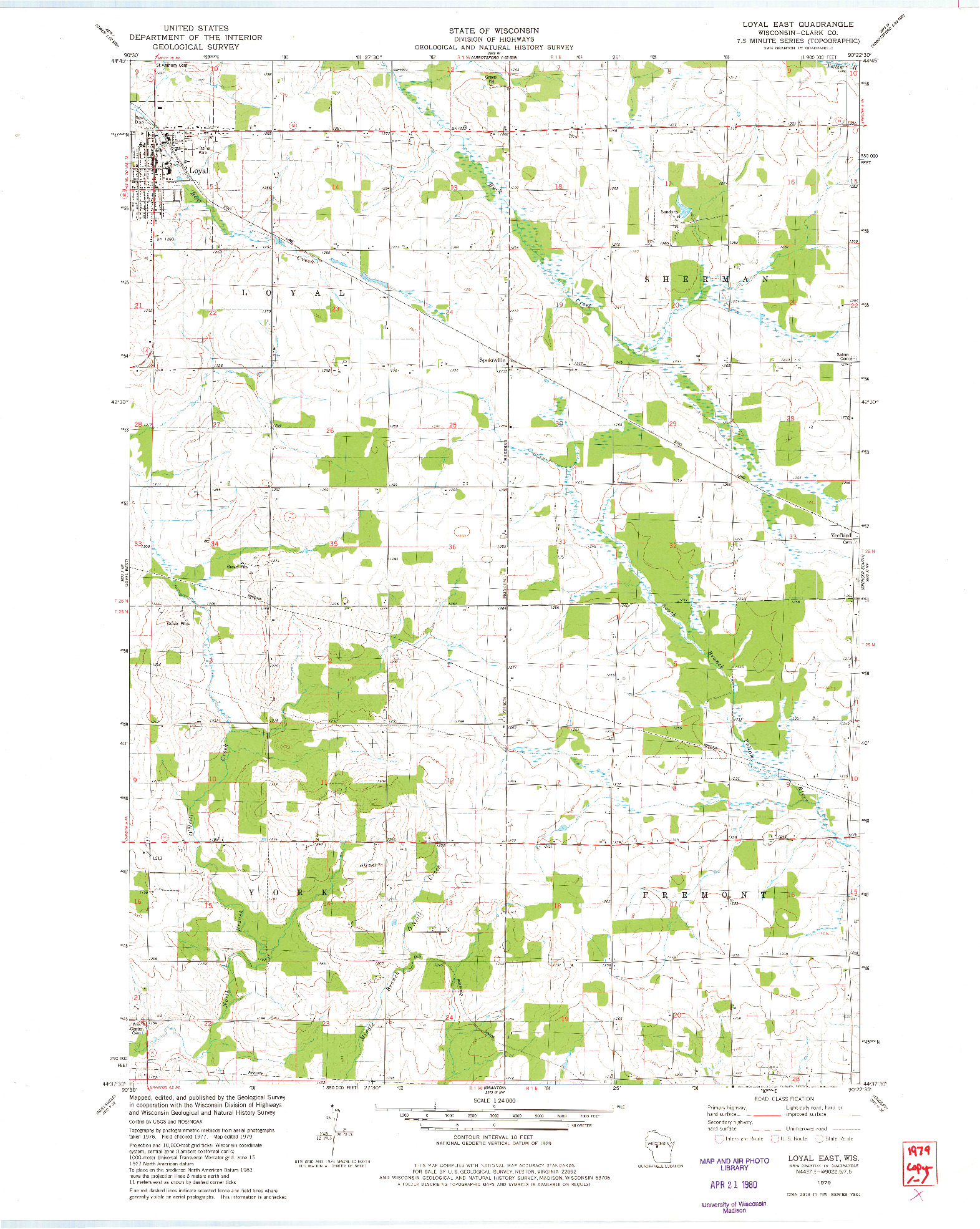 USGS 1:24000-SCALE QUADRANGLE FOR LOYAL EAST, WI 1979