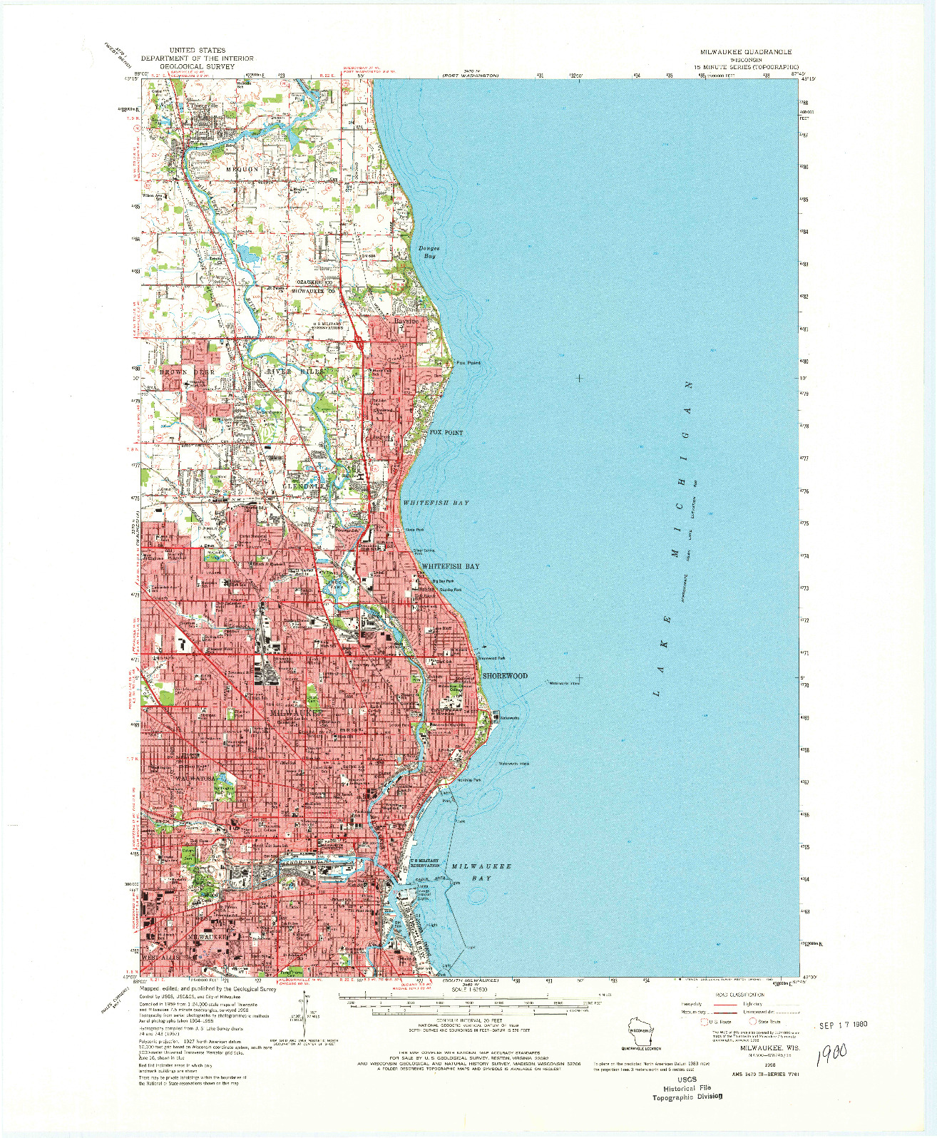 USGS 1:62500-SCALE QUADRANGLE FOR MILWAUKEE, WI 1958