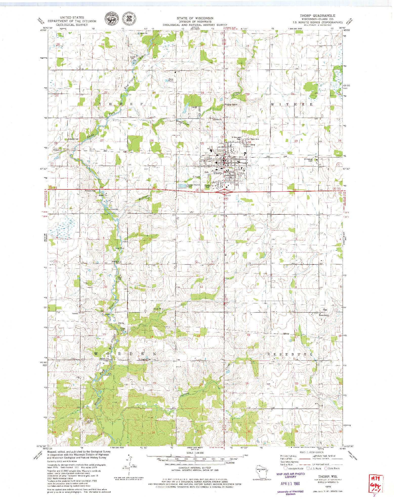 USGS 1:24000-SCALE QUADRANGLE FOR THORP, WI 1979