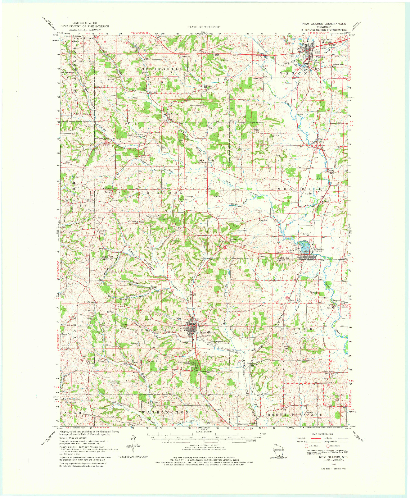 USGS 1:62500-SCALE QUADRANGLE FOR NEW GLARUS, WI 1962