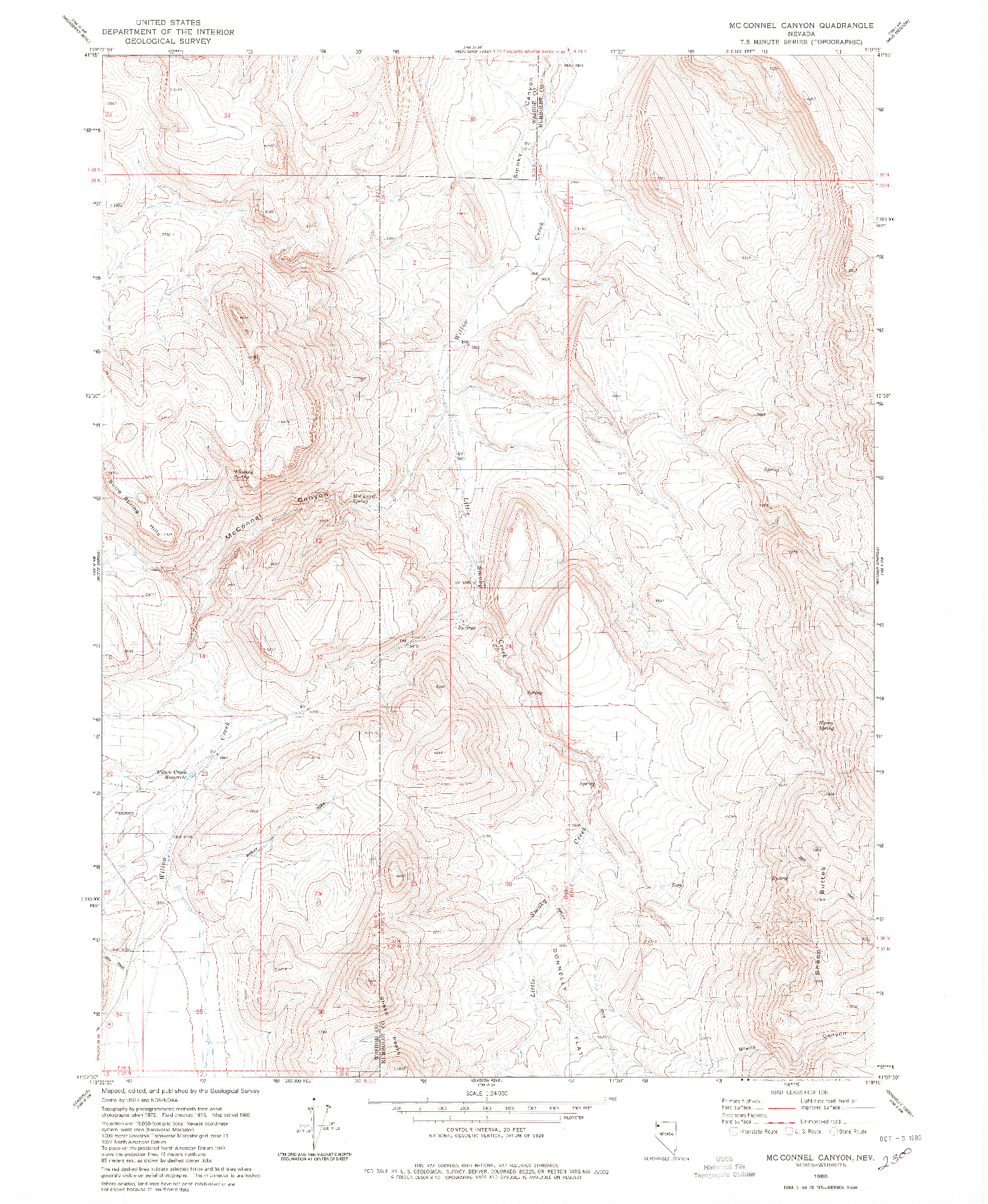 USGS 1:24000-SCALE QUADRANGLE FOR MC CONNEL CANYON, NV 1980