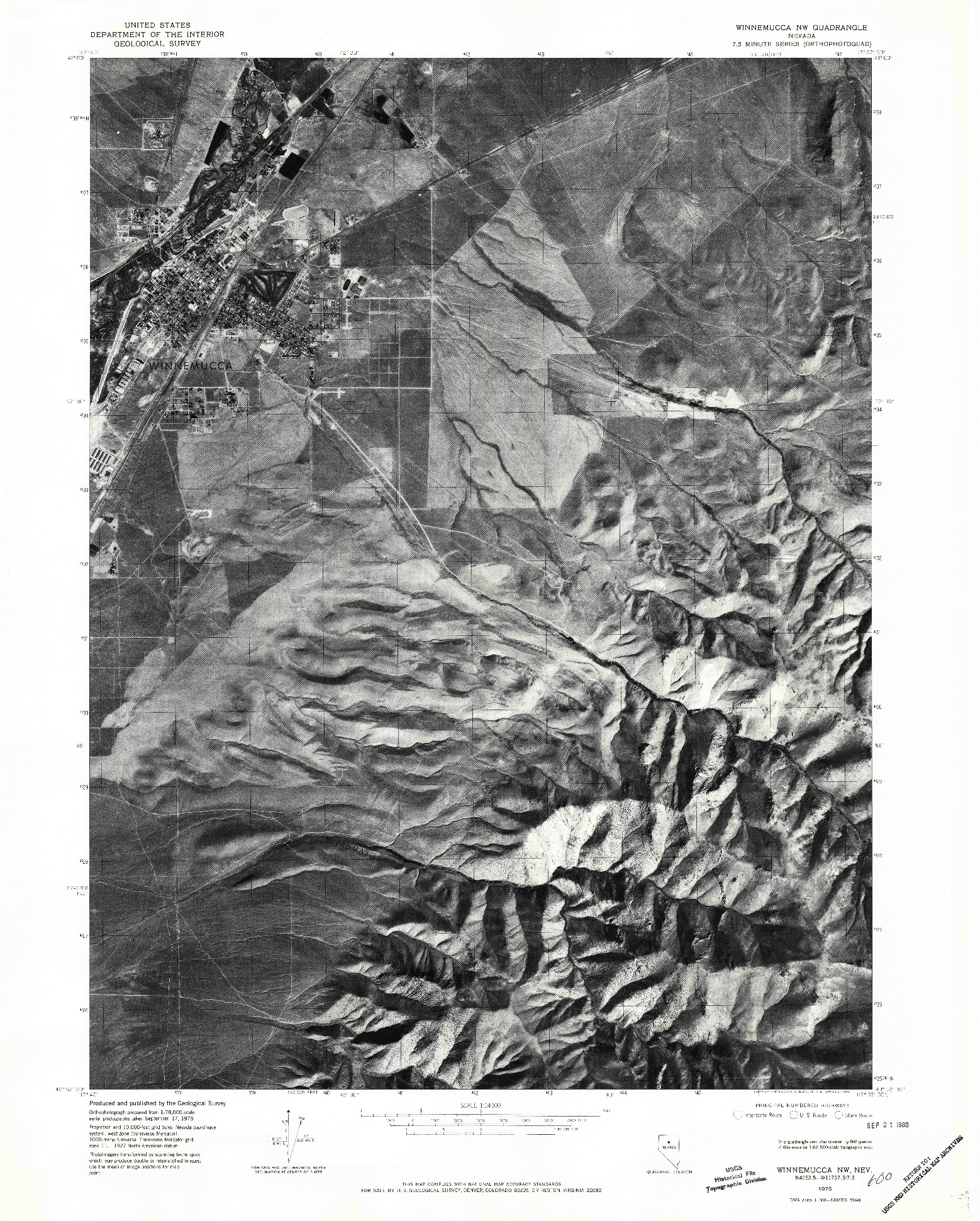 USGS 1:24000-SCALE QUADRANGLE FOR WINNEMUCCA NW, NV 1975