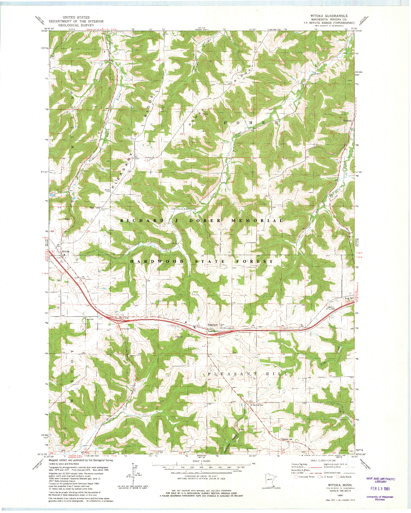 USGS 1:24000-SCALE QUADRANGLE FOR WITOKA, MN 1980