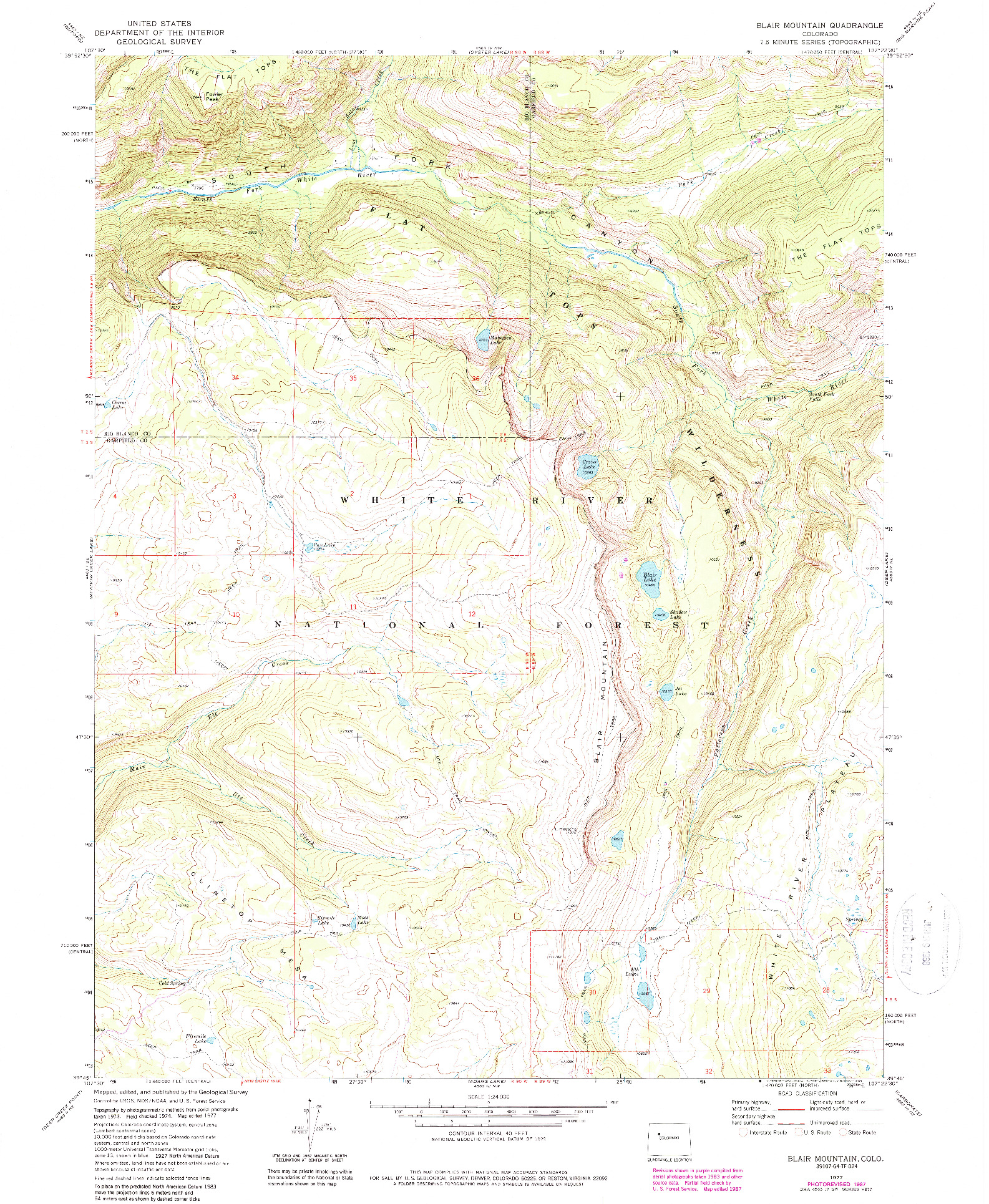 USGS 1:24000-SCALE QUADRANGLE FOR BLAIR MOUNTAIN, CO 1977
