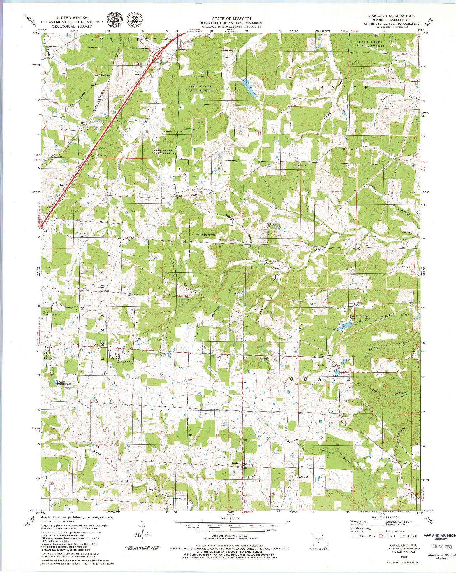 USGS 1:24000-SCALE QUADRANGLE FOR OAKLAND, MO 1979