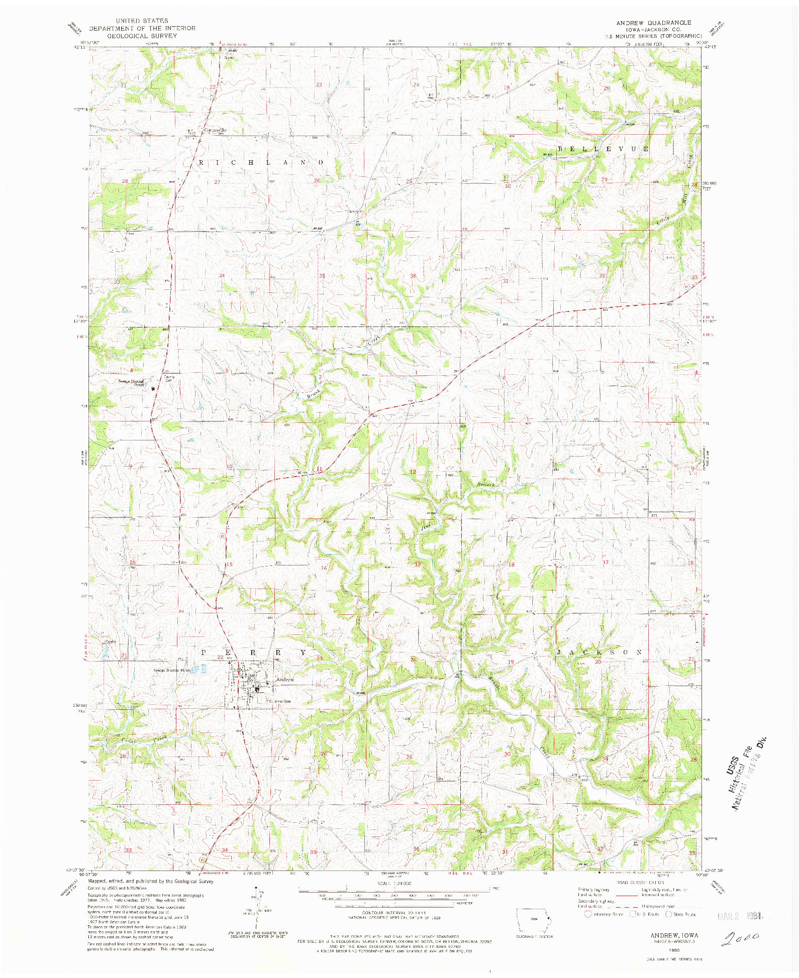 USGS 1:24000-SCALE QUADRANGLE FOR ANDREW, IA 1980