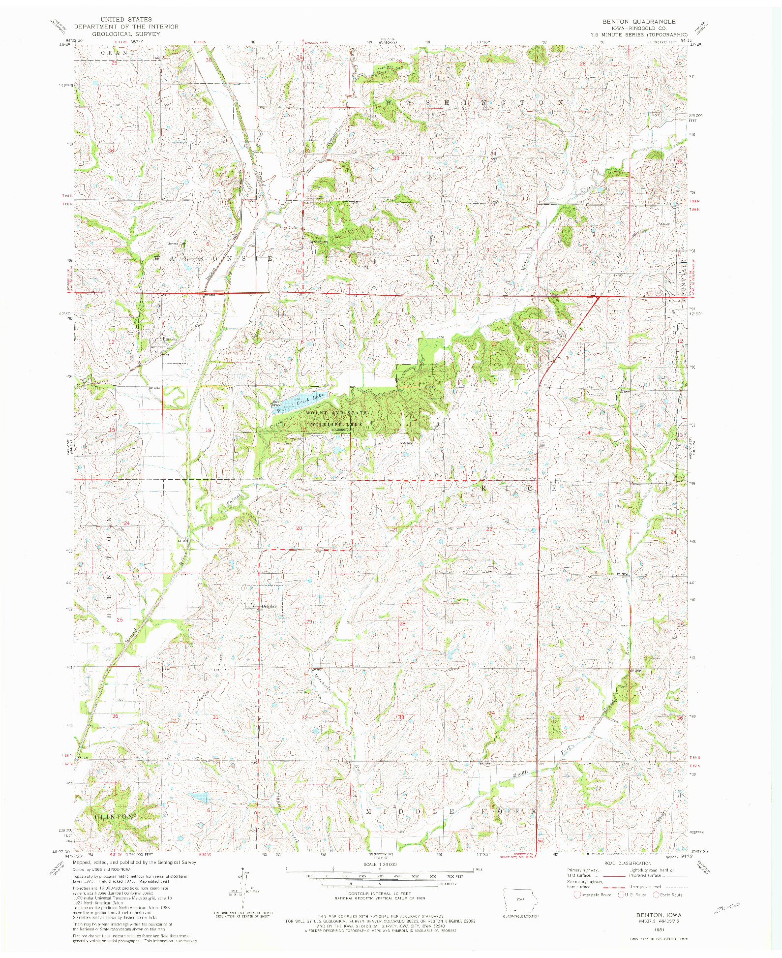 USGS 1:24000-SCALE QUADRANGLE FOR BENTON, IA 1981