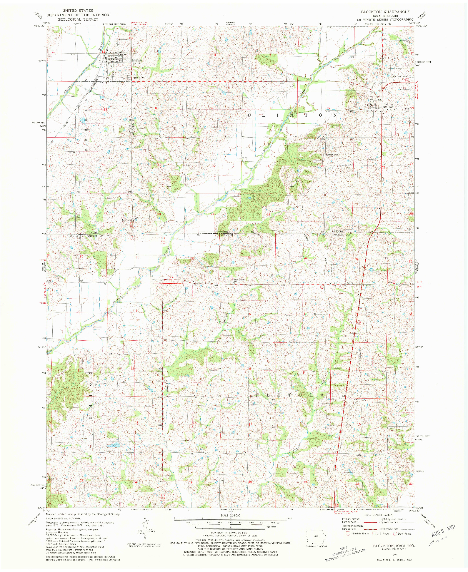 USGS 1:24000-SCALE QUADRANGLE FOR BLOCKTON, IA 1981