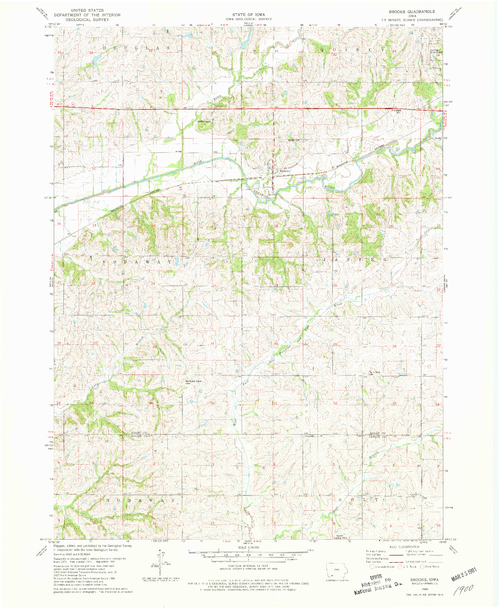 USGS 1:24000-SCALE QUADRANGLE FOR BROOKS, IA 1980