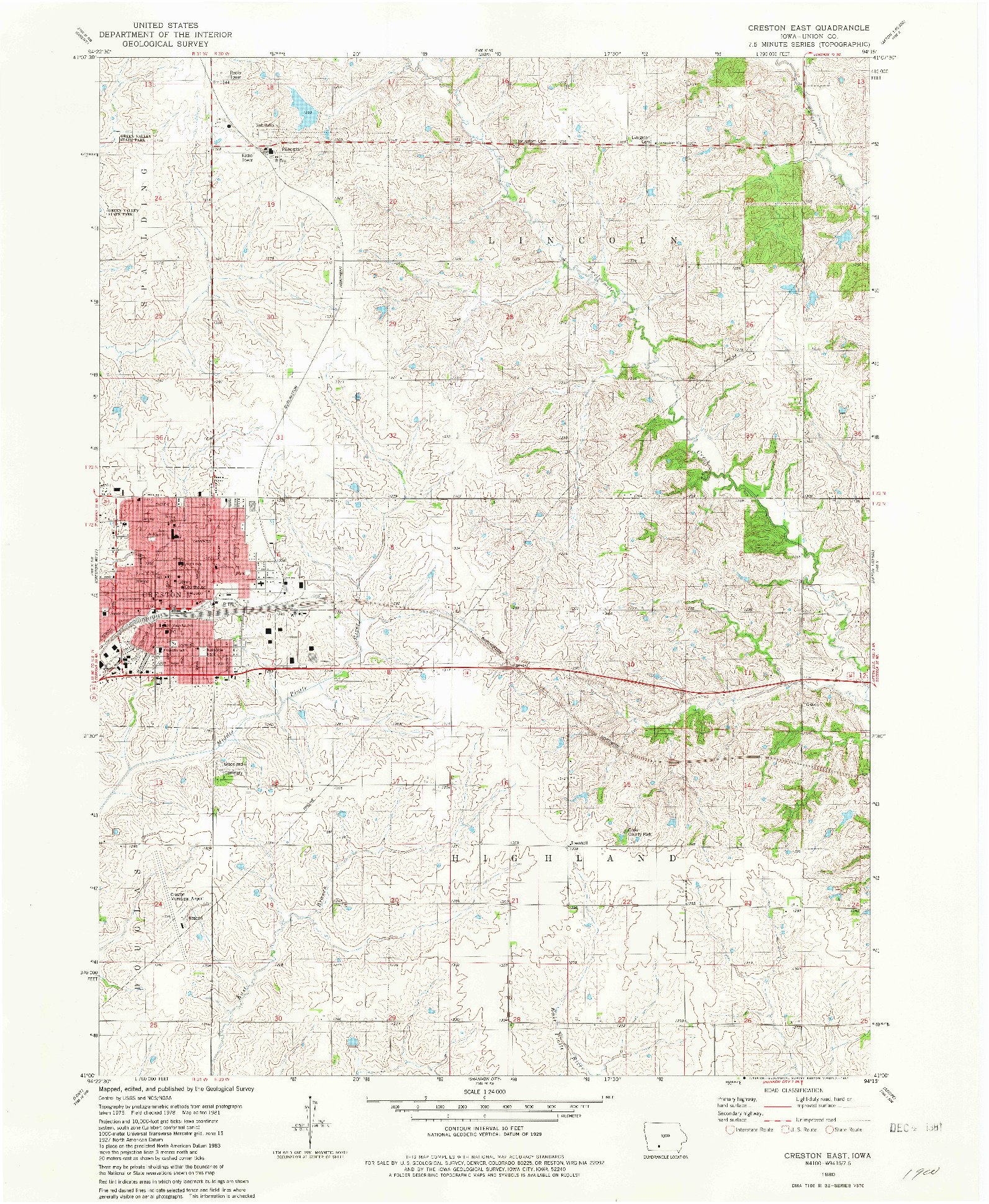 USGS 1:24000-SCALE QUADRANGLE FOR CRESTON EAST, IA 1980