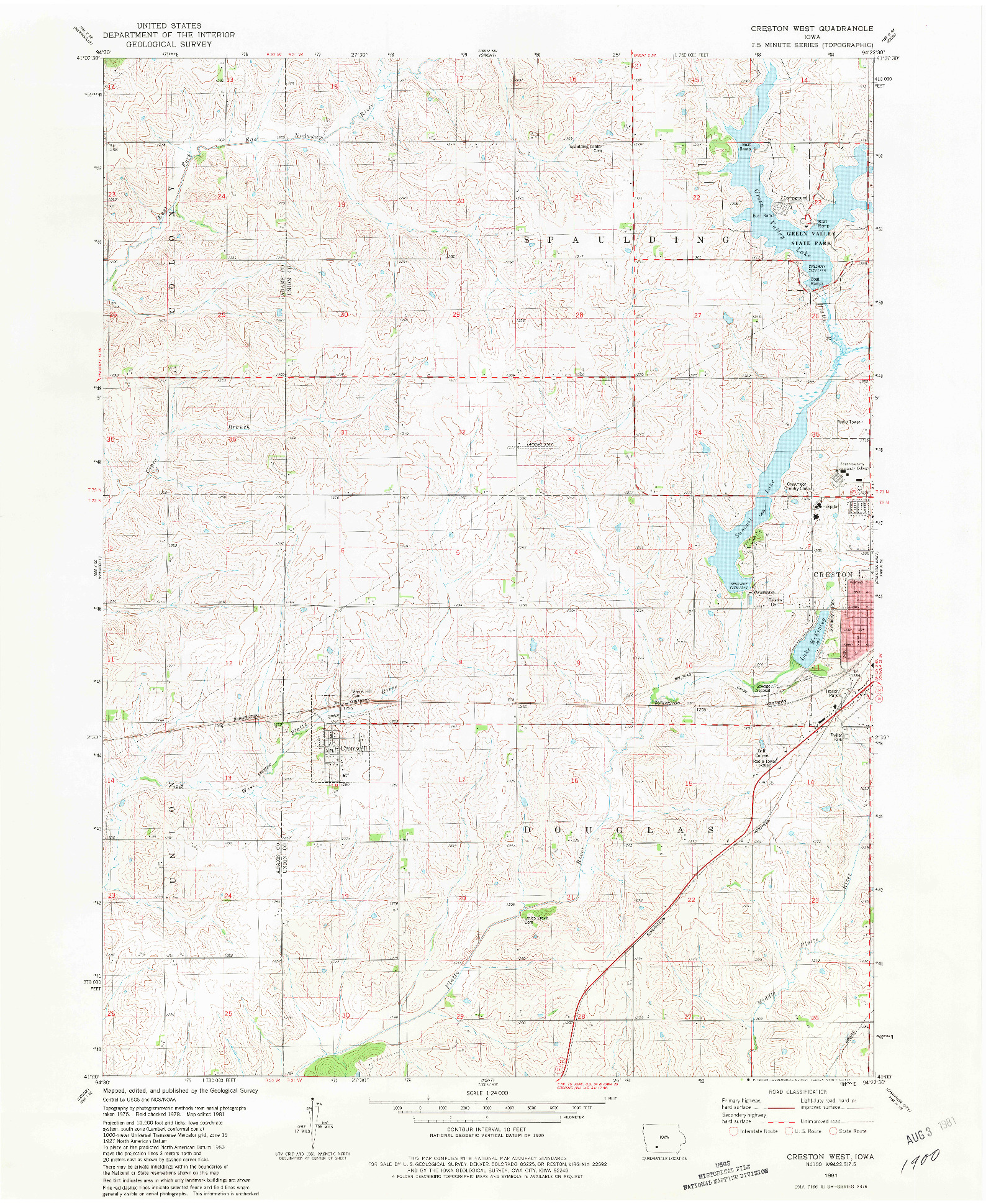 USGS 1:24000-SCALE QUADRANGLE FOR CRESTON WEST, IA 1981