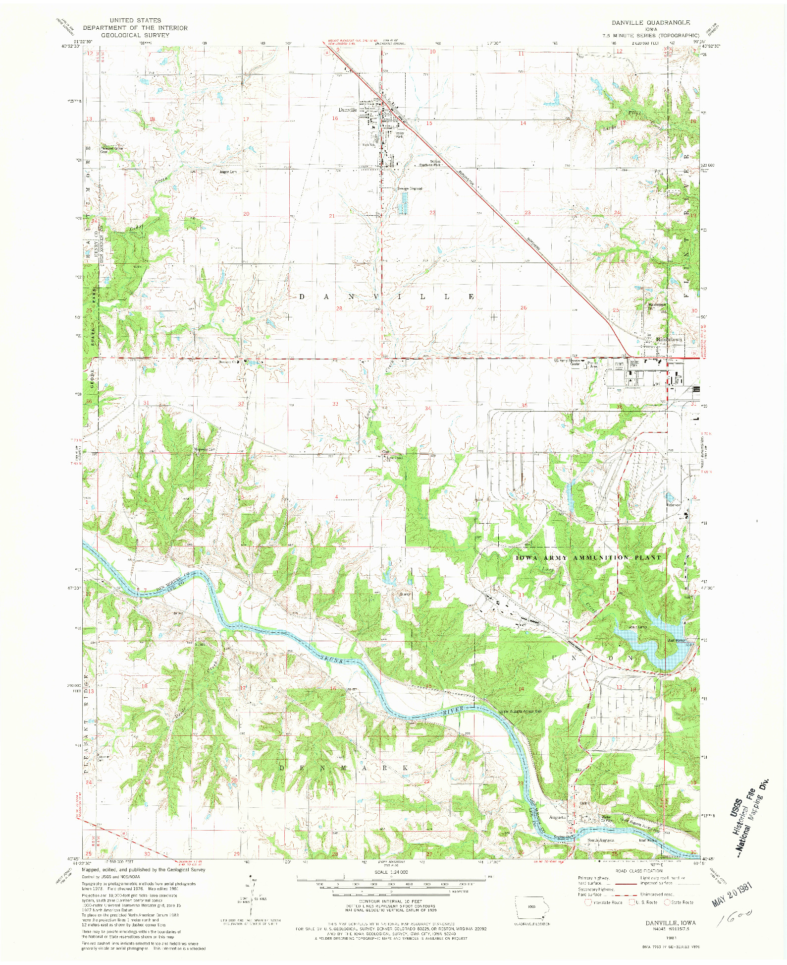 USGS 1:24000-SCALE QUADRANGLE FOR DANVILLE, IA 1981