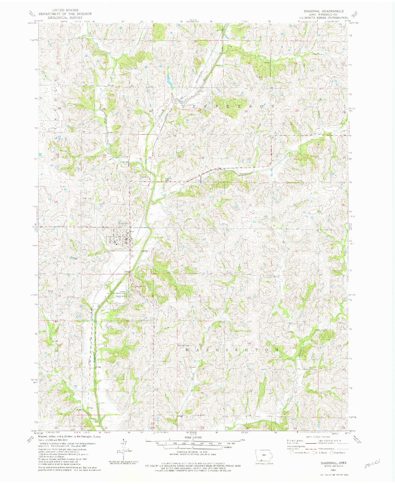 USGS 1:24000-SCALE QUADRANGLE FOR DIAGONAL, IA 1981