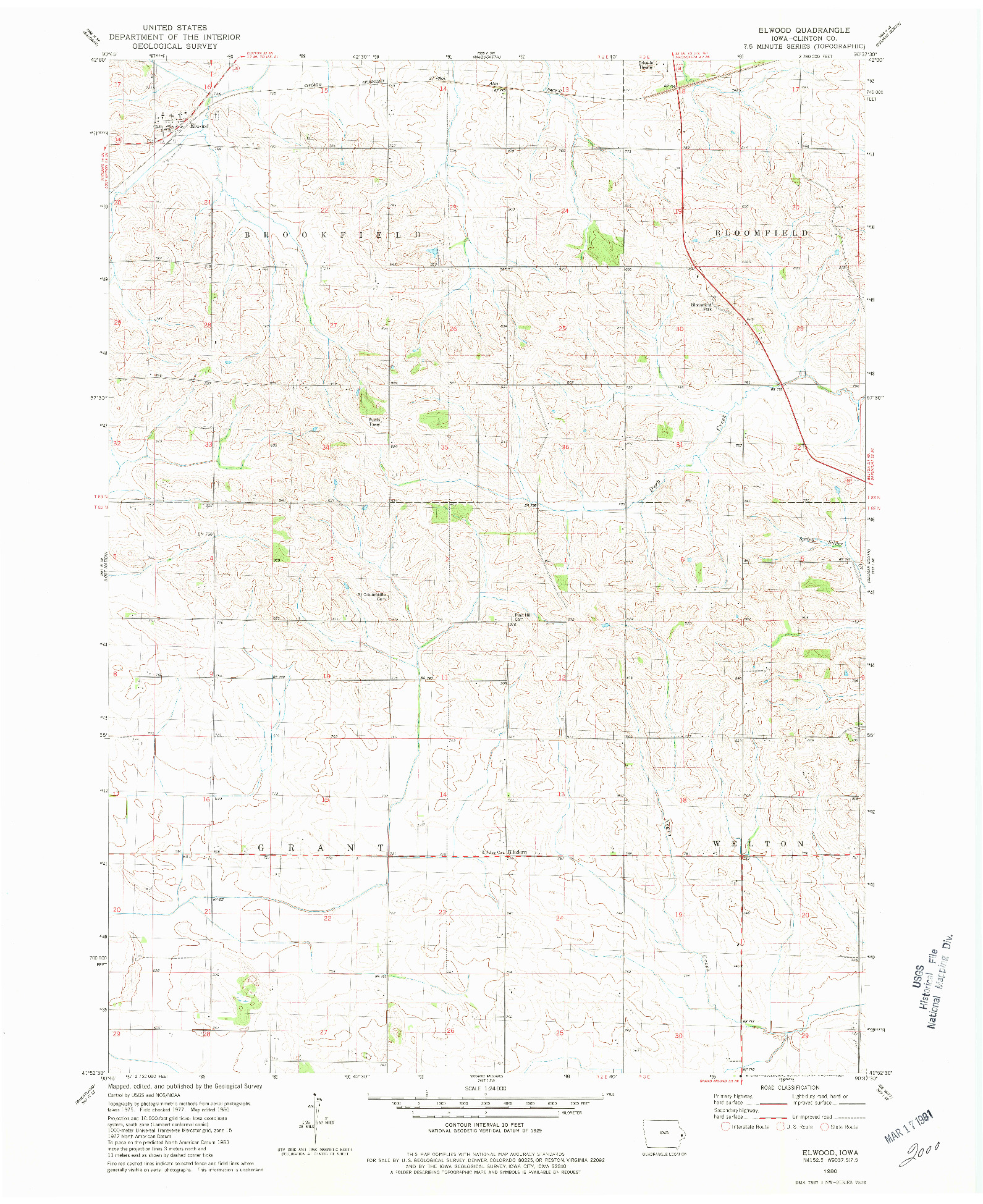 USGS 1:24000-SCALE QUADRANGLE FOR ELWOOD, IA 1980