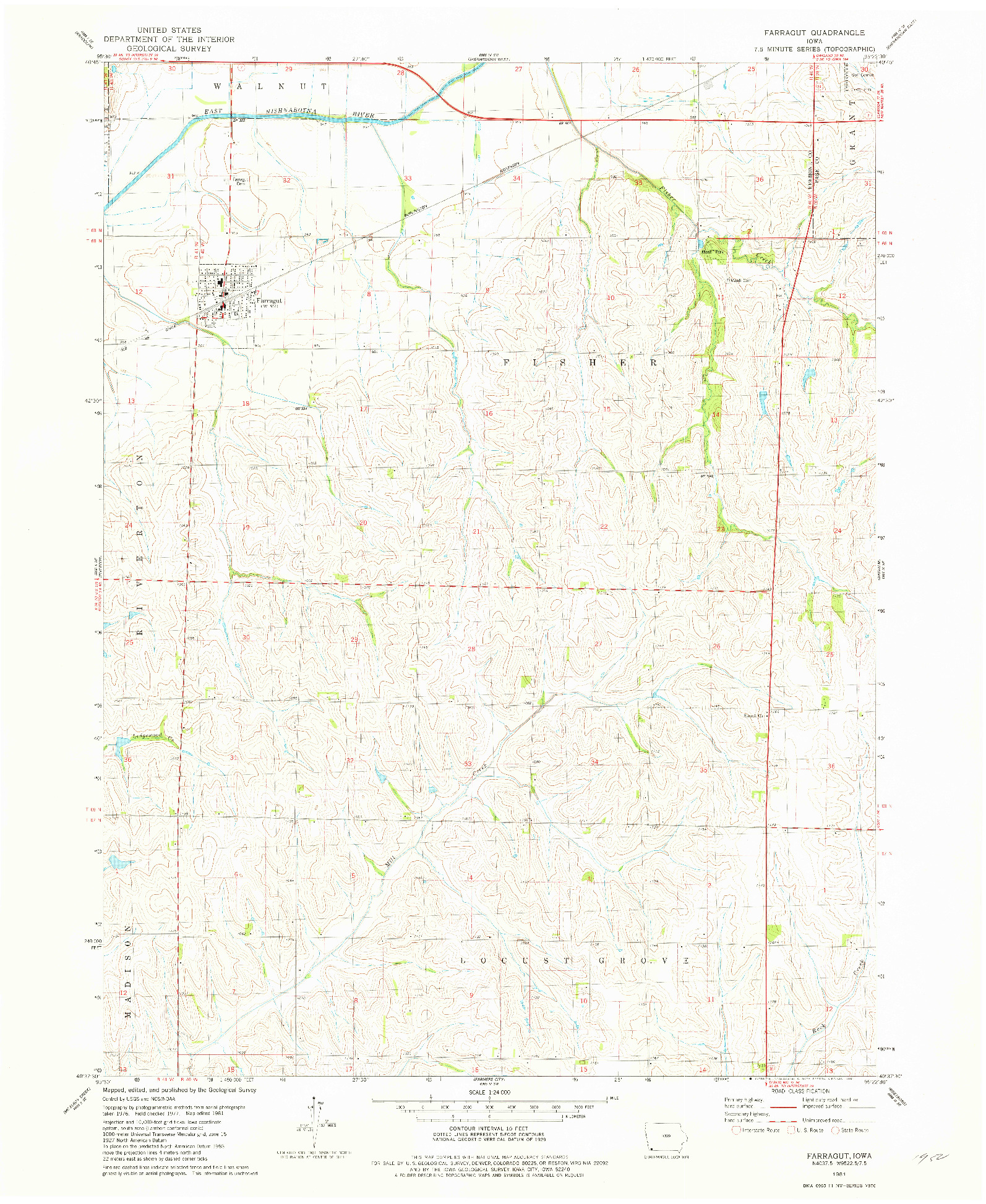 USGS 1:24000-SCALE QUADRANGLE FOR FARRAGUT, IA 1981
