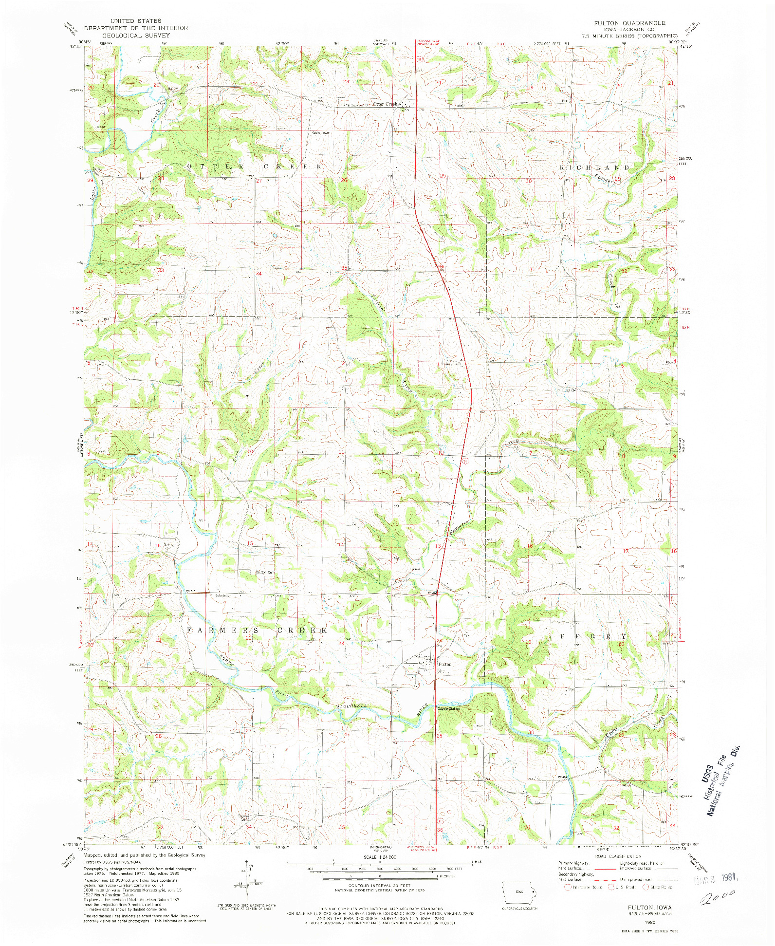 USGS 1:24000-SCALE QUADRANGLE FOR FULTON, IA 1980