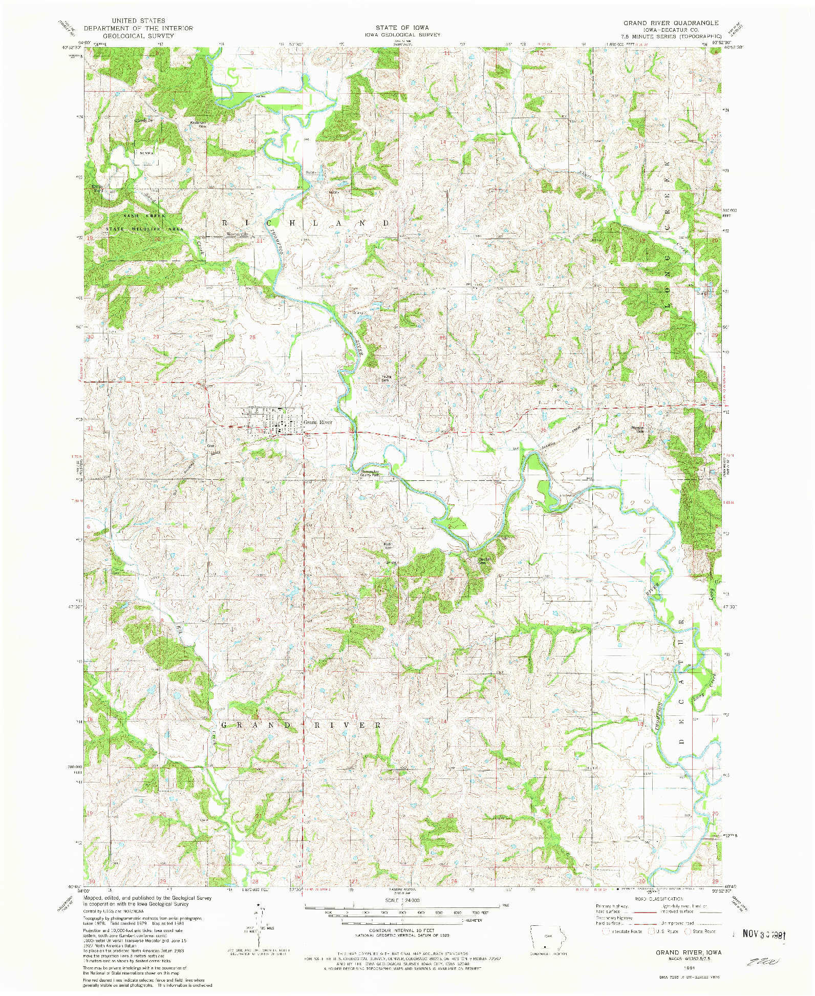 USGS 1:24000-SCALE QUADRANGLE FOR GRAND RIVER, IA 1981