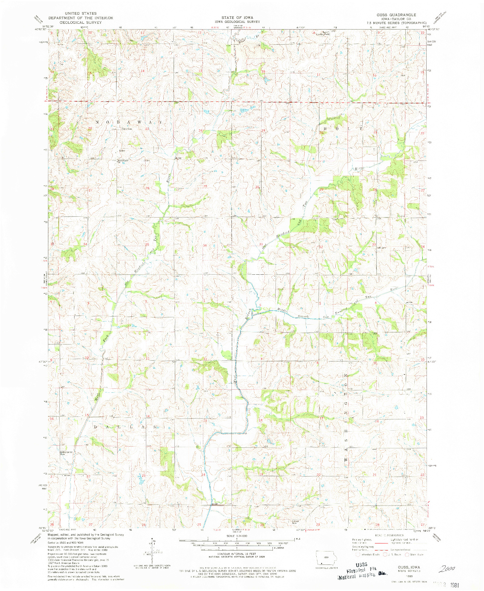 USGS 1:24000-SCALE QUADRANGLE FOR GUSS, IA 1980