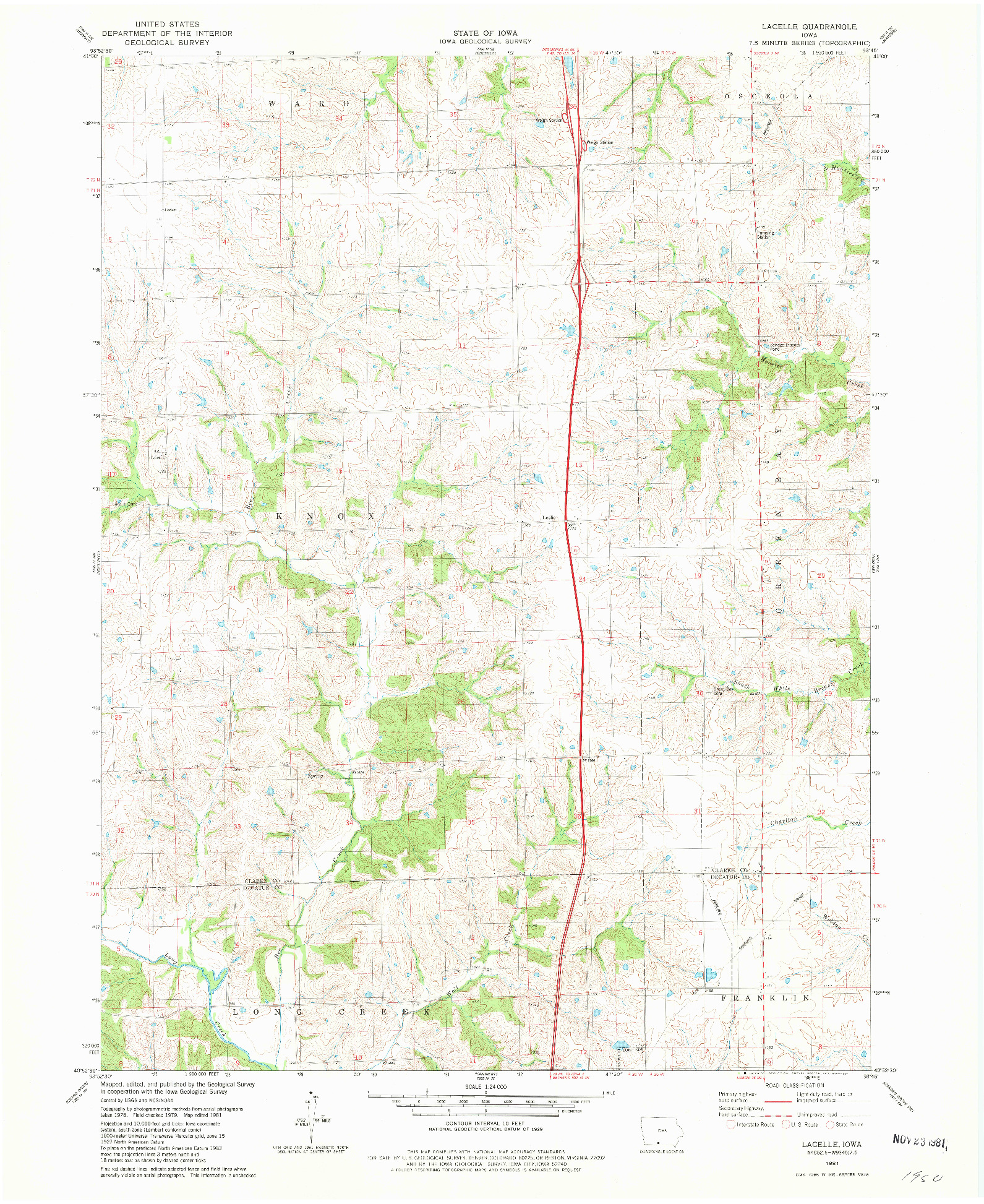 USGS 1:24000-SCALE QUADRANGLE FOR LACELLE, IA 1981