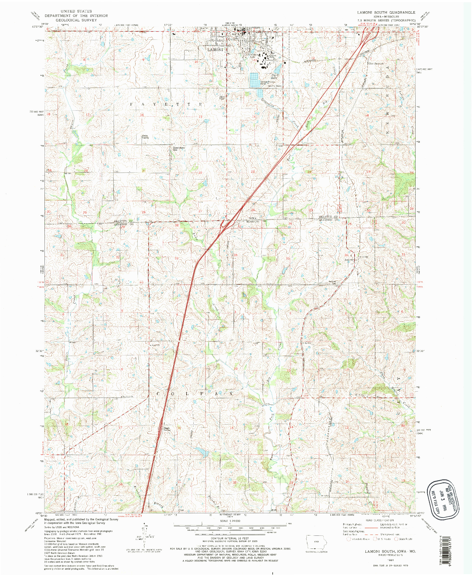USGS 1:24000-SCALE QUADRANGLE FOR LAMONI SOUTH, IA 1981