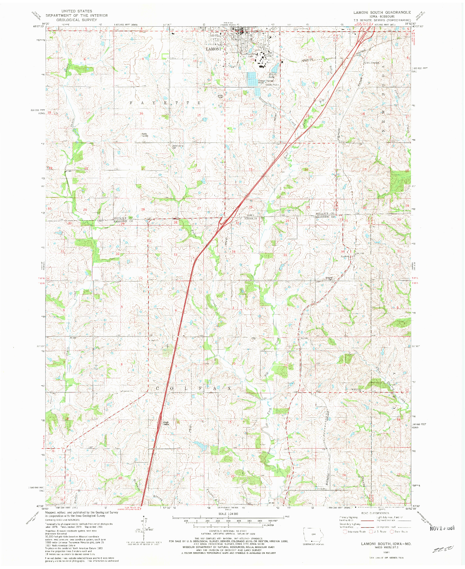 USGS 1:24000-SCALE QUADRANGLE FOR LAMONI SOUTH, IA 1981