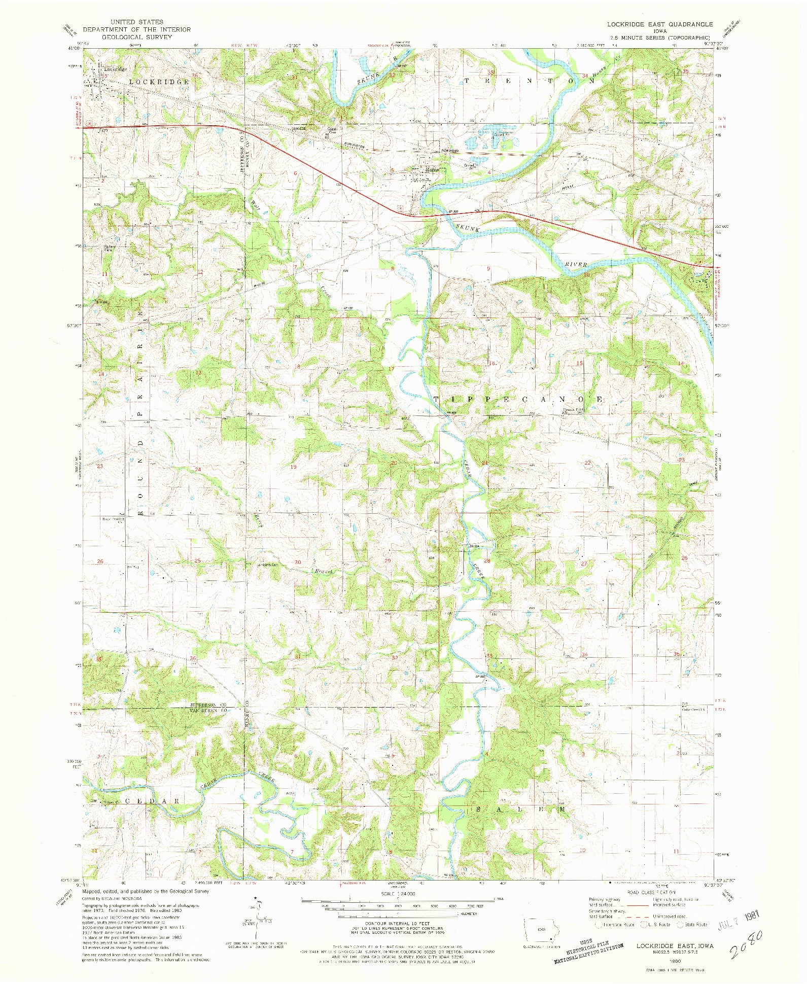 USGS 1:24000-SCALE QUADRANGLE FOR LOCKRIDGE EAST, IA 1980
