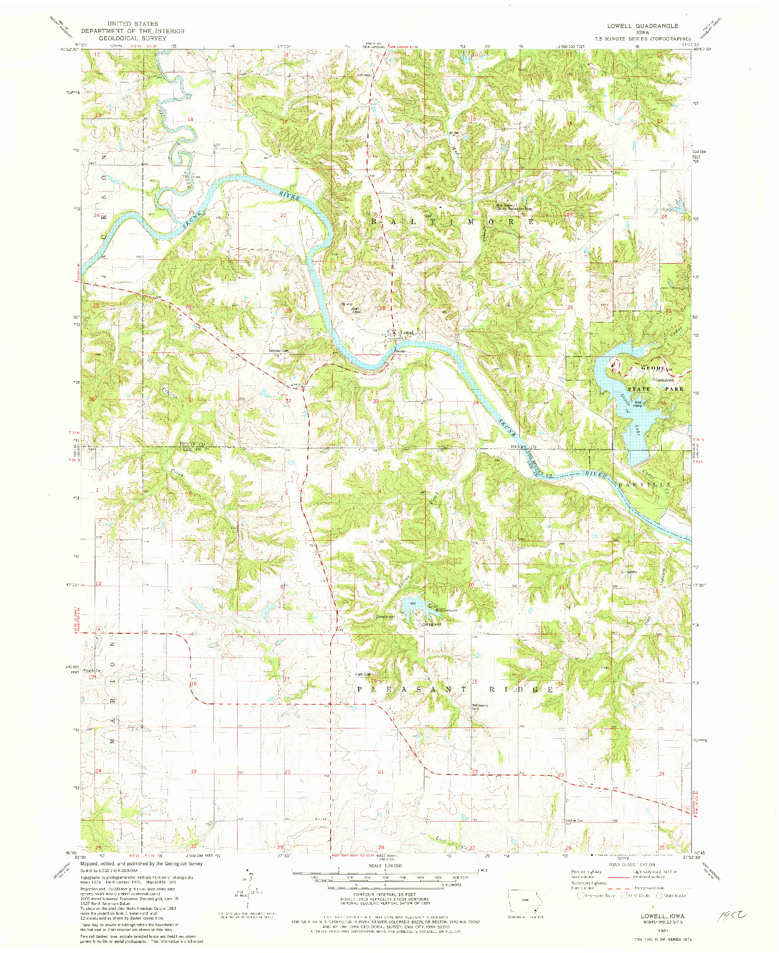 USGS 1:24000-SCALE QUADRANGLE FOR LOWELL, IA 1981