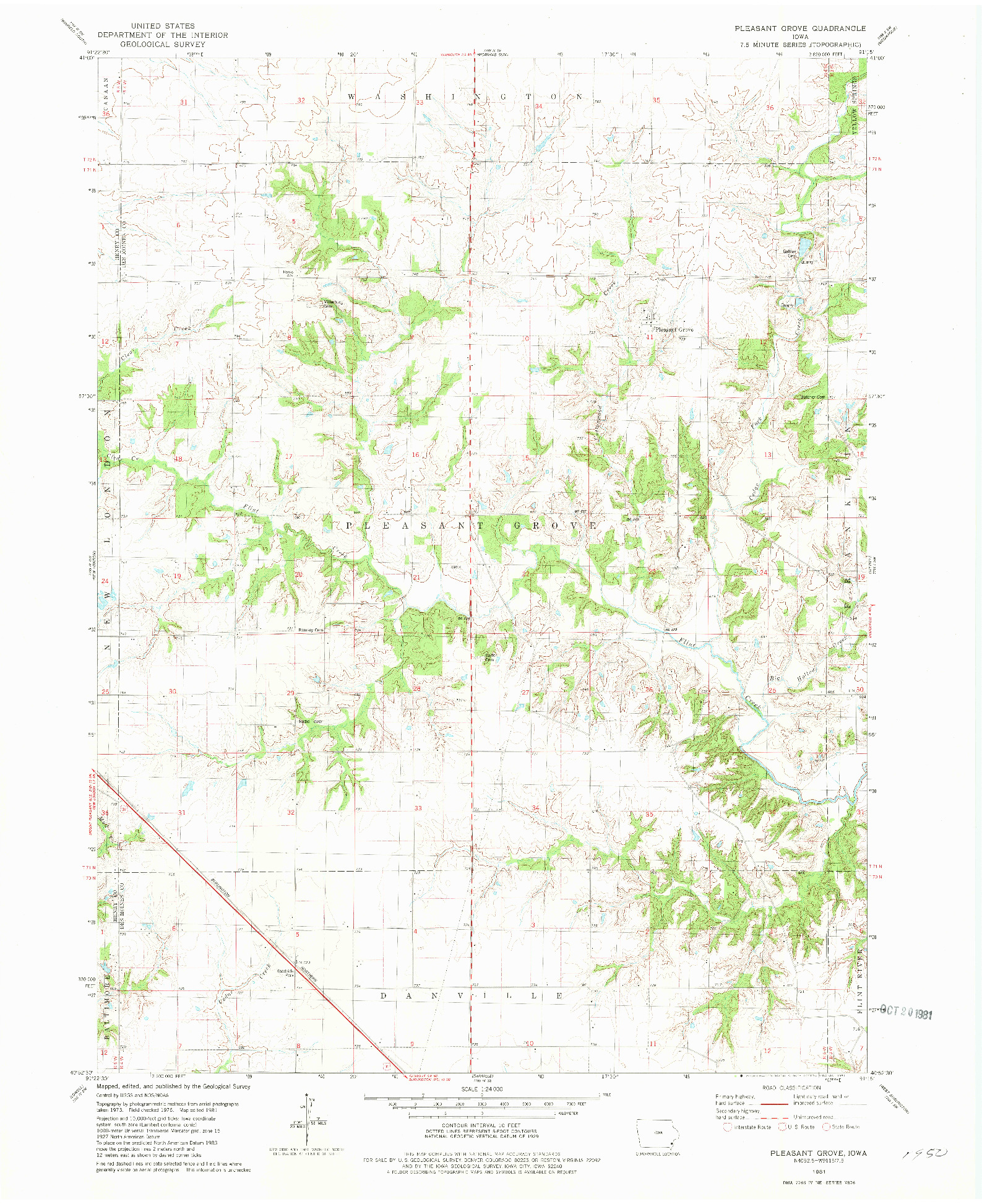 USGS 1:24000-SCALE QUADRANGLE FOR PLEASANT GROVE, IA 1981