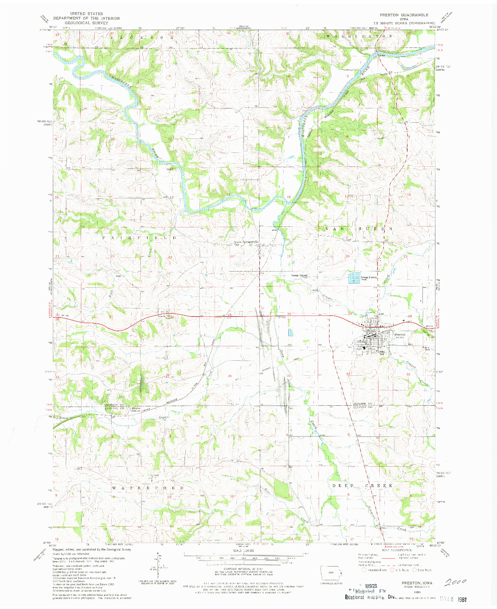 USGS 1:24000-SCALE QUADRANGLE FOR PRESTON, IA 1980