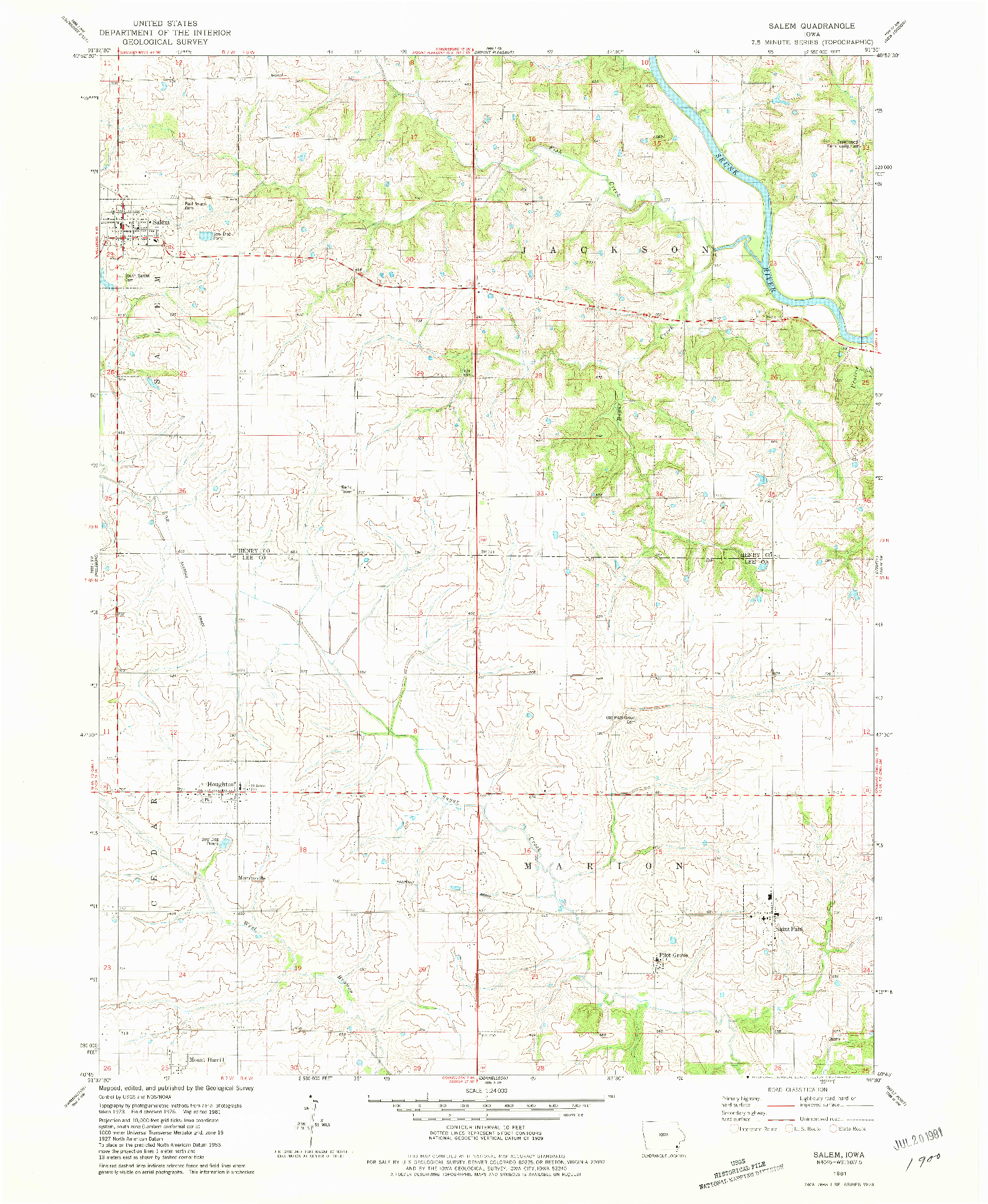 USGS 1:24000-SCALE QUADRANGLE FOR SALEM, IA 1981